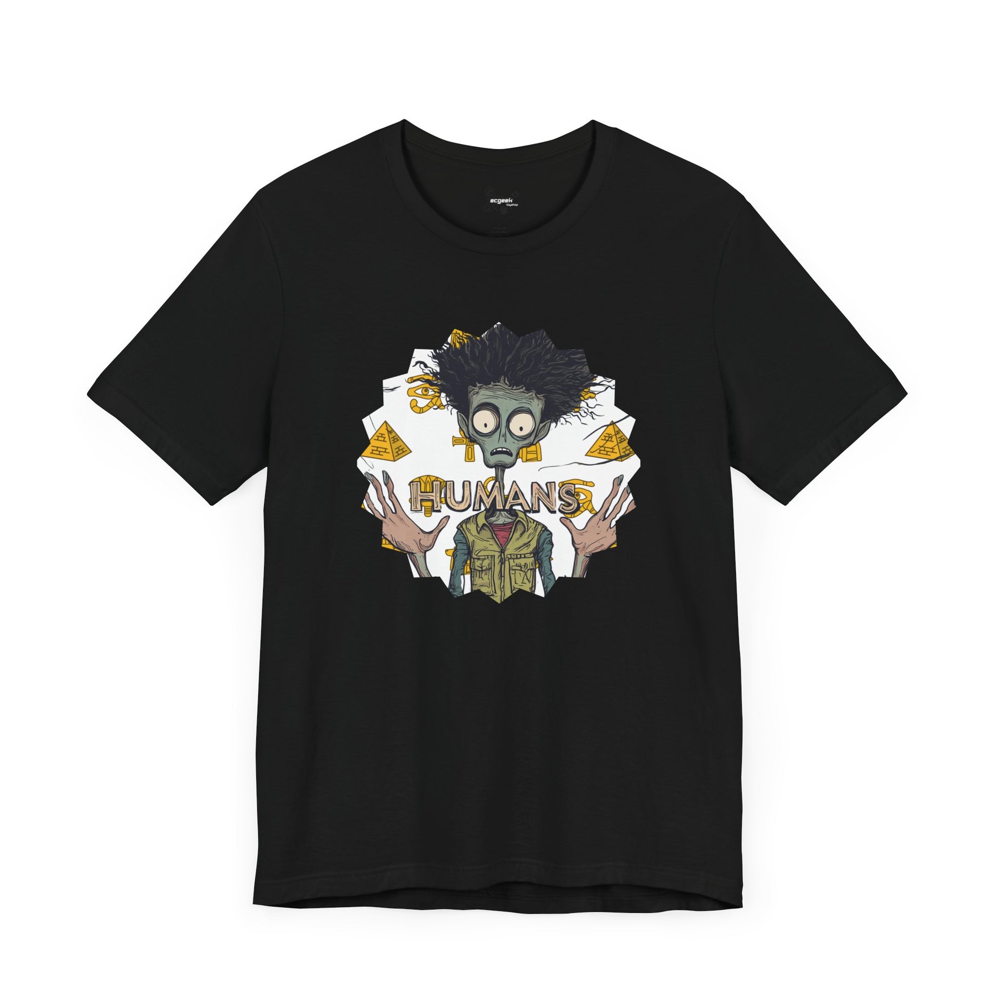 Alien Conspiracy Theory Ancient Human Fan Graphic Tee Crazy Hair Pyramids Egyptians UFO Shirt Extraterrestrial