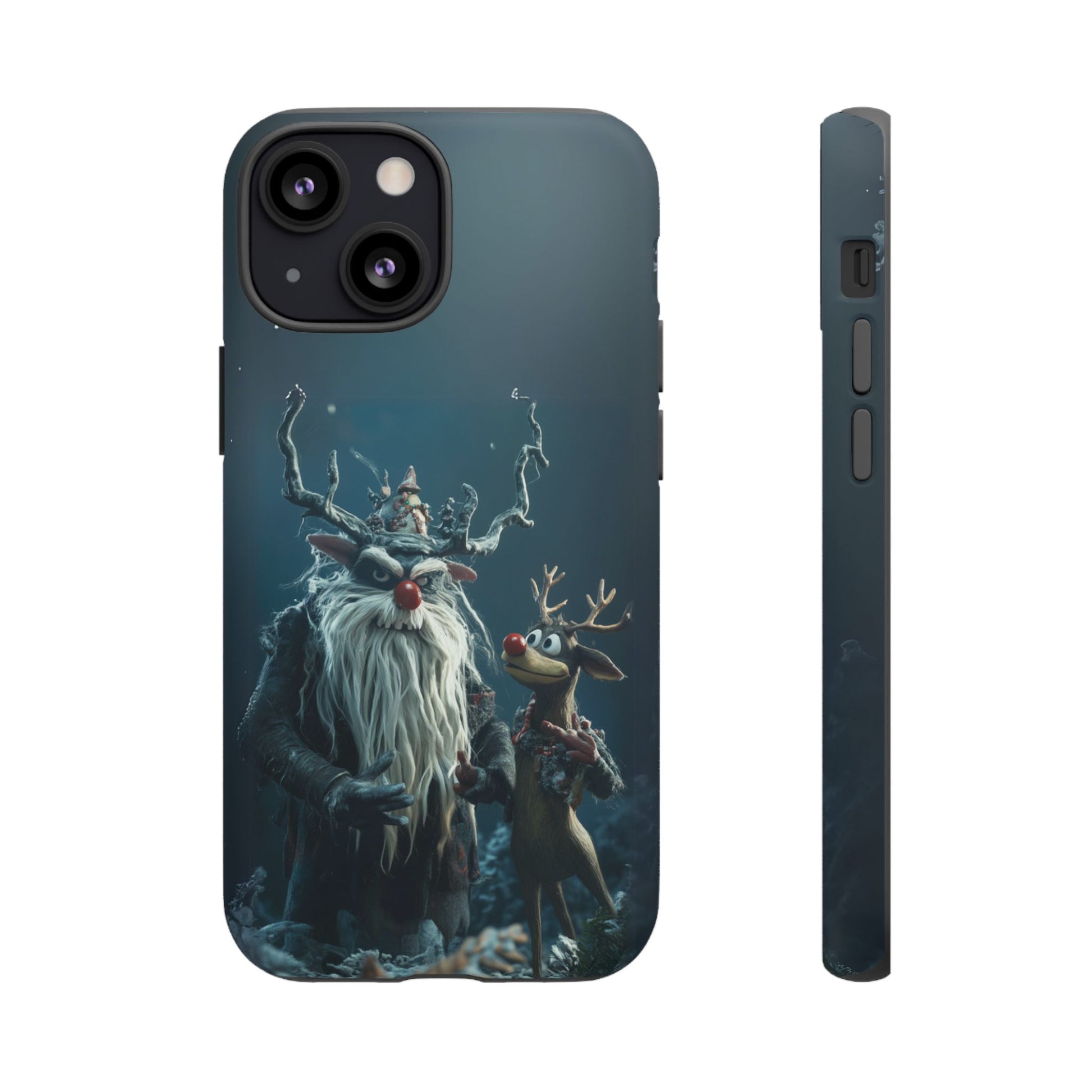 Christmas Rudolph Red Nose Reindeer Krampus Rankin Bass 3D Phone Case Festive Snowflakes iPhone 13 14 15 16 Pro Max Galaxy Pixel