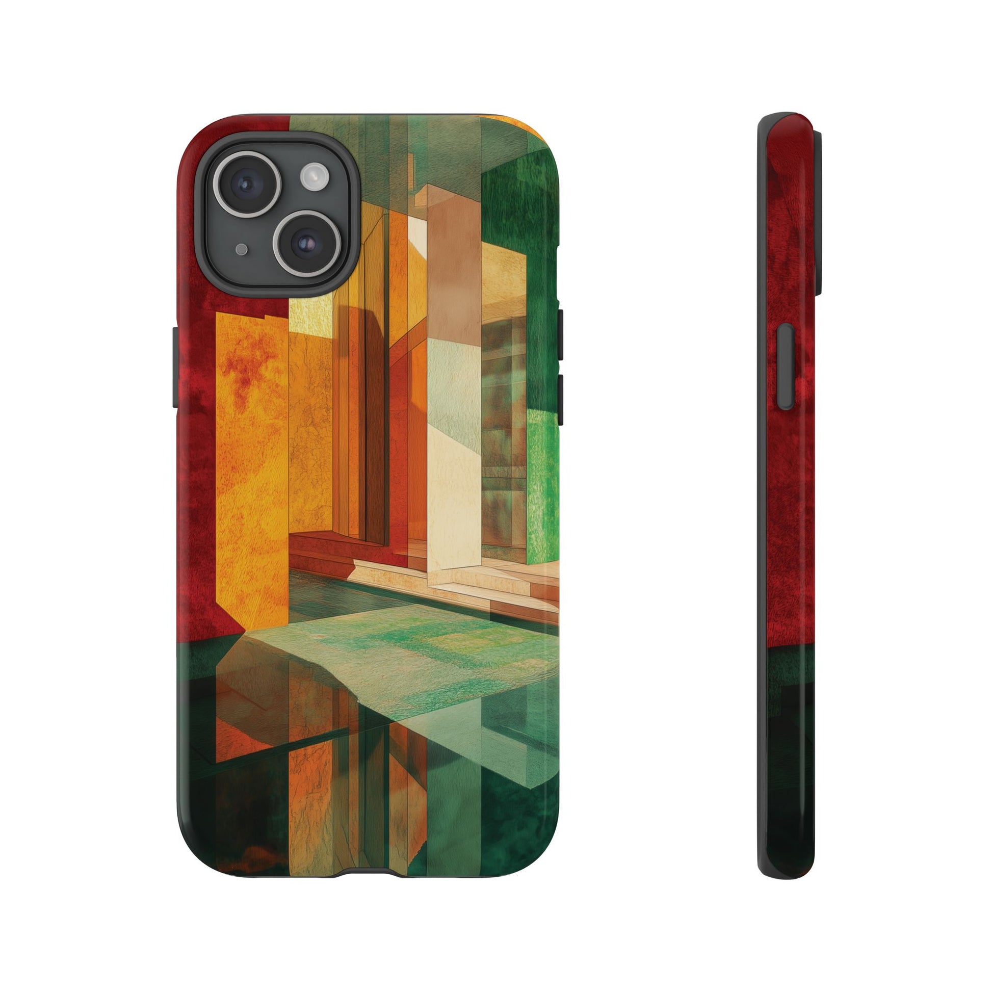 Art Deco Frank Lloyd Wright Inspired Usonian Phone Case Geometric Stained Glass Art Deco Marble Gold 13 14 15 16 iPhone Pro Max Galaxy Pixel
