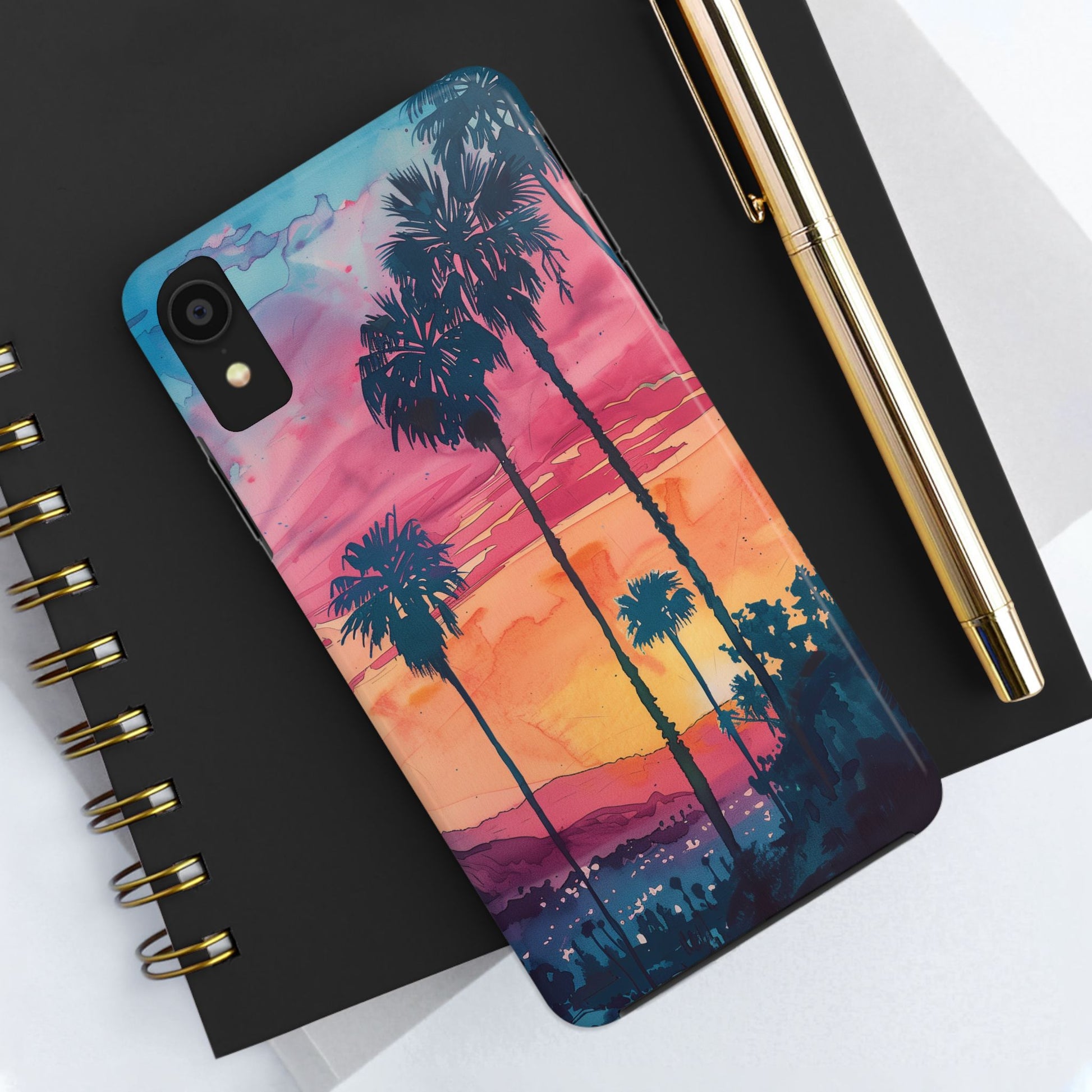 Los Angeles Sunset iPhone Case, Golden Hour Scenic View, Hollywood Hills Sunset Phone Case, Palm Trees Phone Case, iphone 15 pro max case