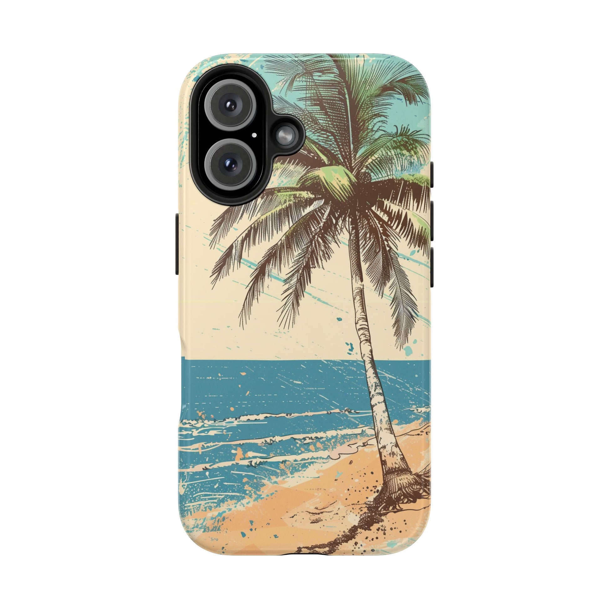 Retro Beach Scene Phone Case, Vintage Tropical Ocean iPhone Case, Summer Beach Phone Cover for iPhone, iphone 15 pro max