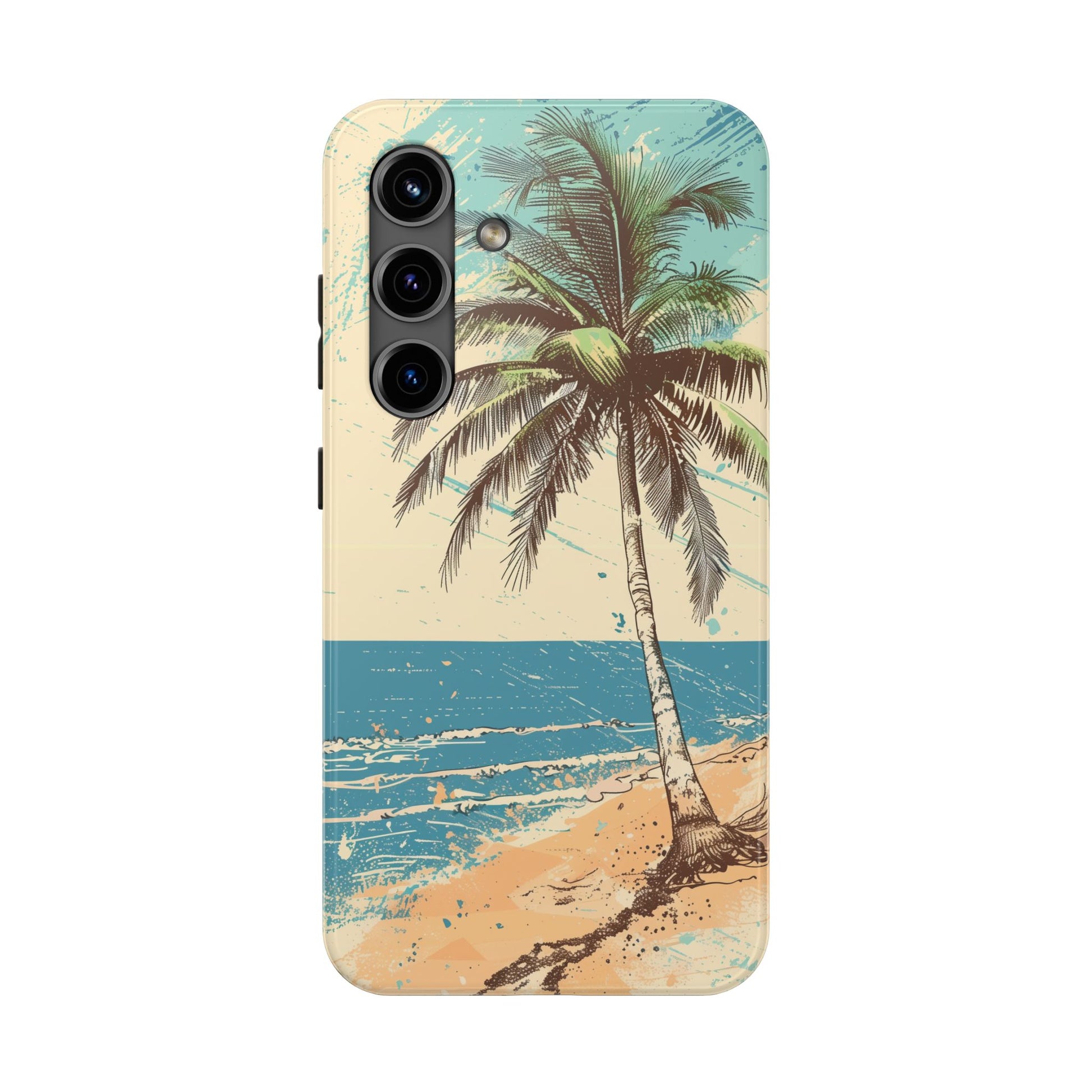 Retro Beach Scene Phone Case, Vintage Tropical Ocean iPhone Case, Summer Beach Phone Cover for iPhone, iphone 15 pro max