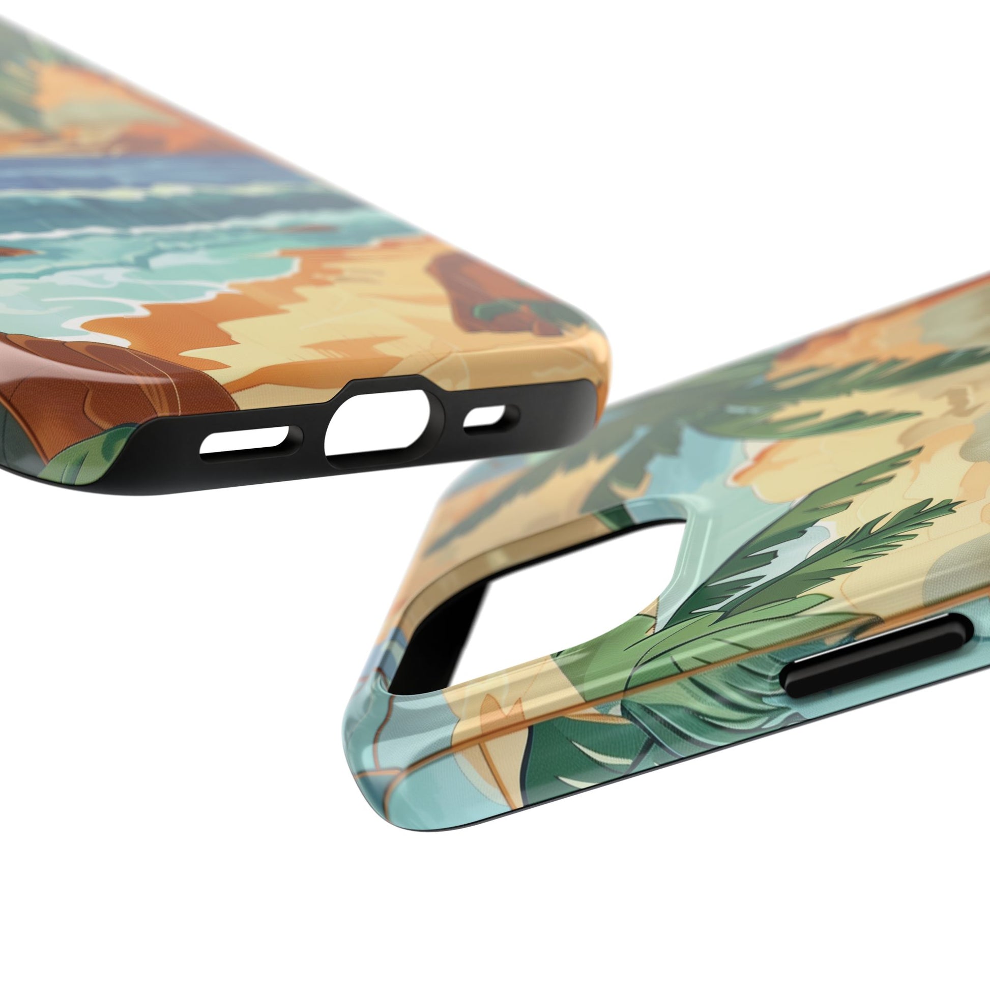 Retro Beach Scene Phone Case, Vintage Tropical Ocean iPhone Case, Summer Beach Phone Cover for iPhone, iphone 15 pro max