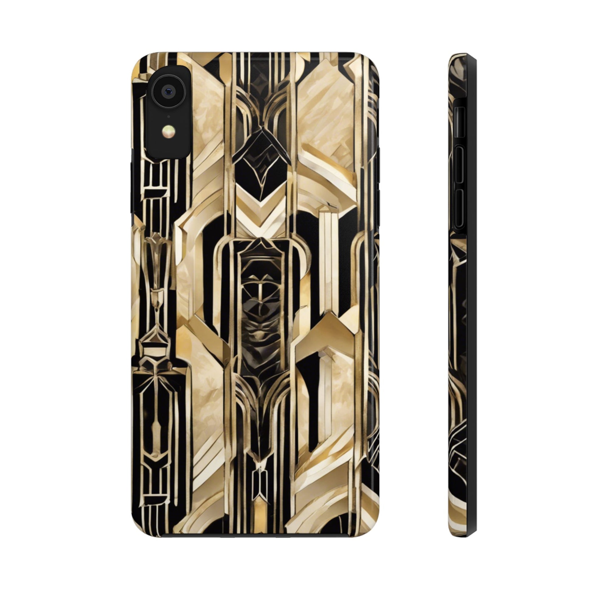 Gold Art Deco Inspired Durable Phone Case - Stylish and Sturdy Protection for Your Device