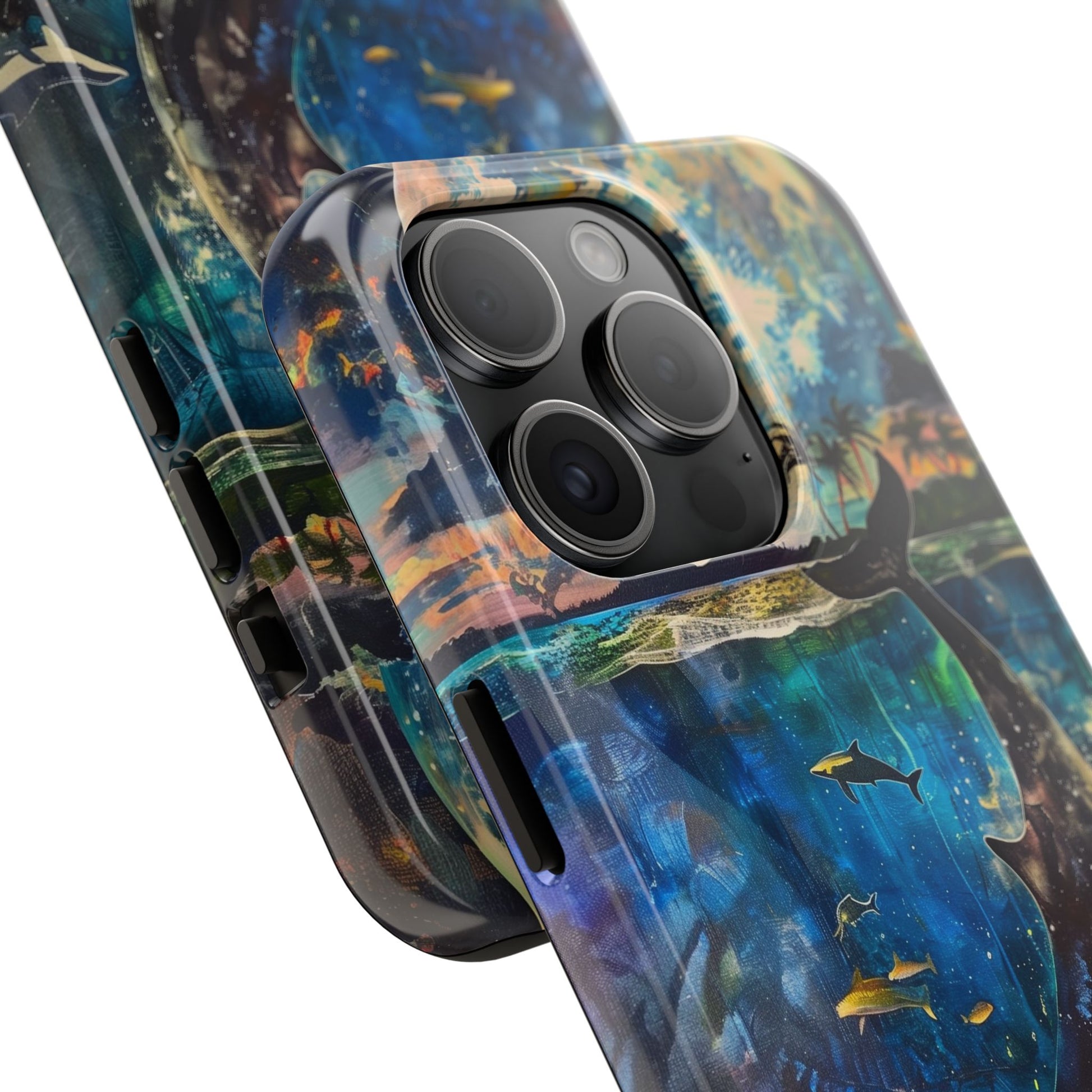 Abstract Moonlit Whale Underwater Phone Case - Durable and Stunning Protective Cover