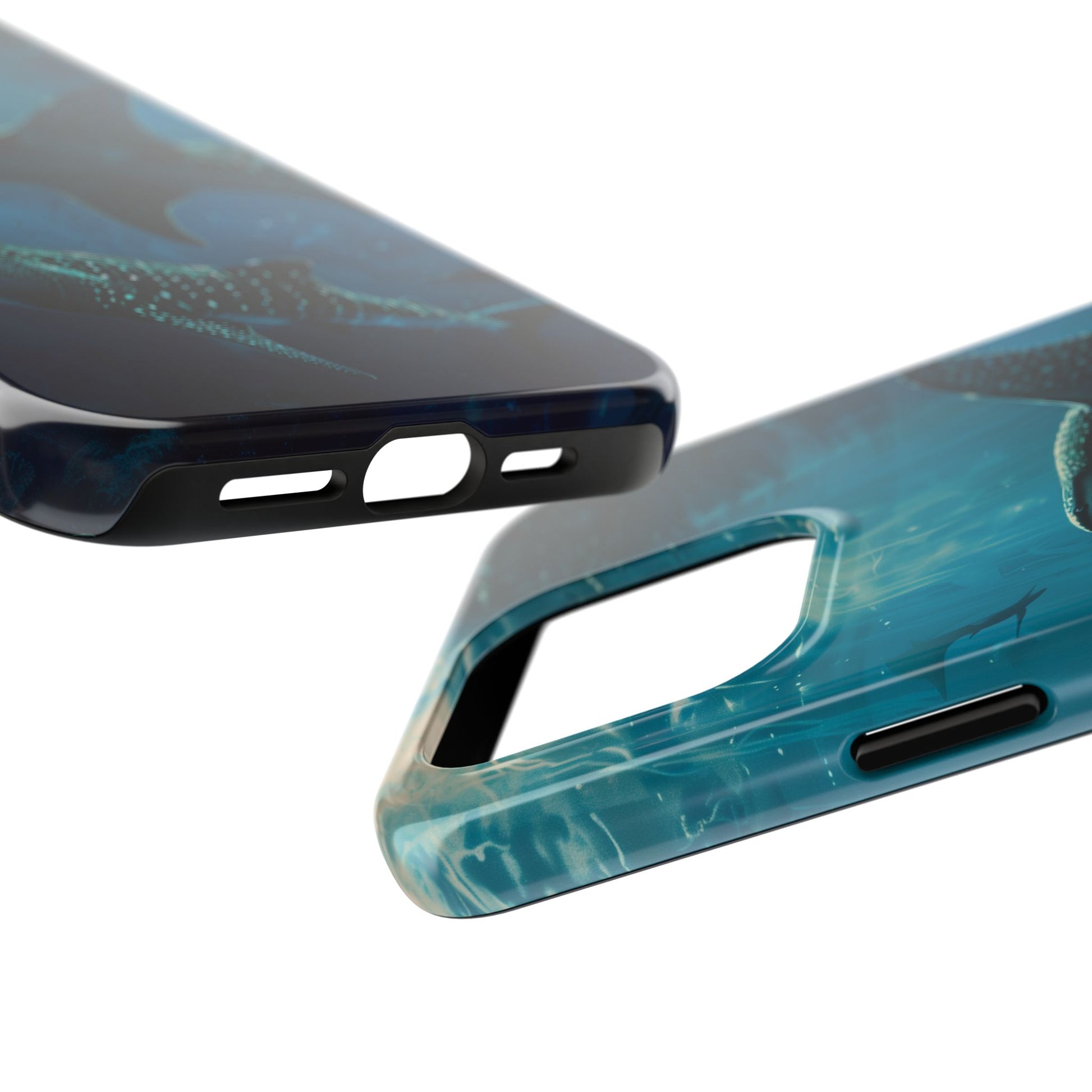Tranquil Trio: Three Whale Sharks Tough Phone Case
