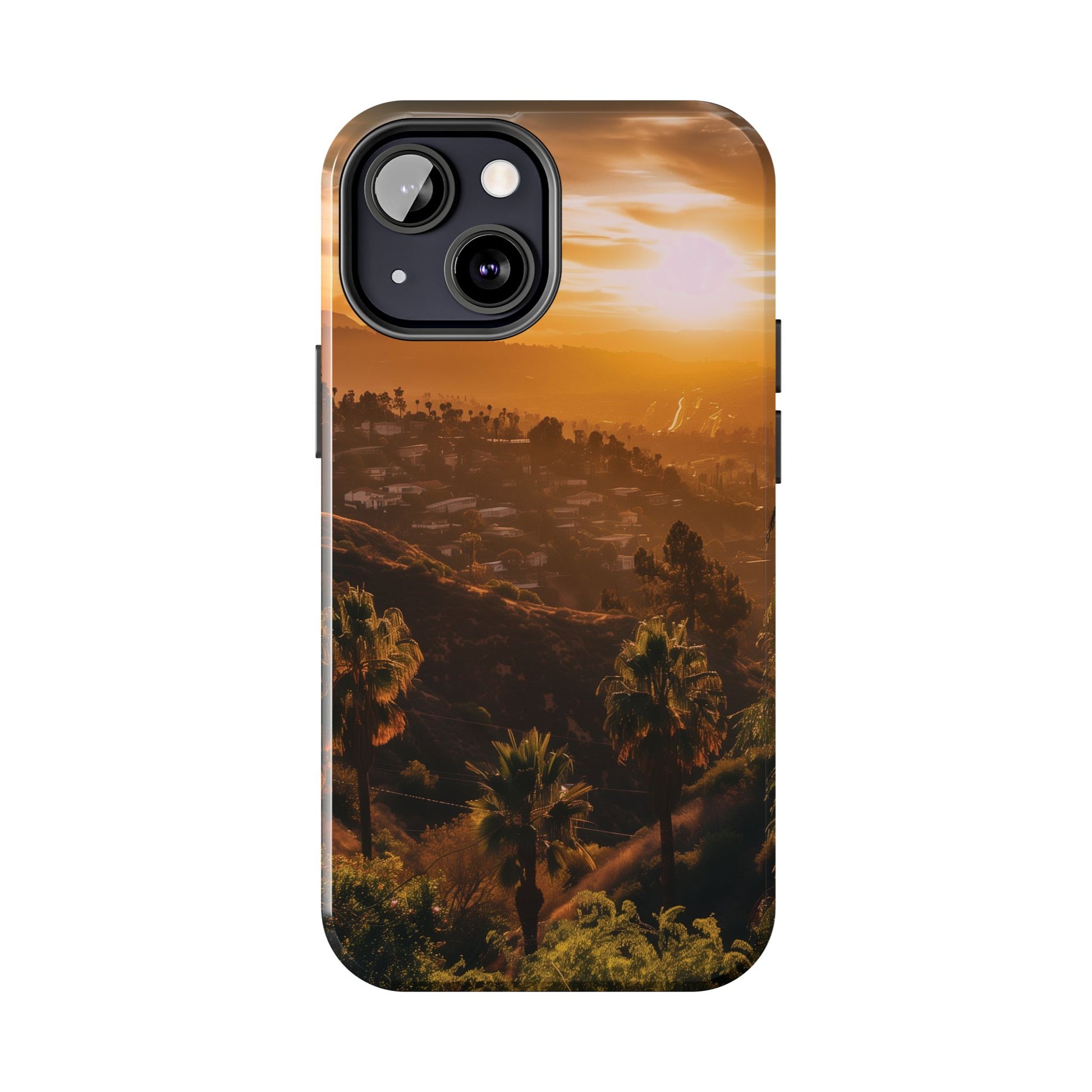 Los Angeles Sunset iPhone Case, Golden Hour Scenic View, Hollywood Hills Sunset Phone Case, Palm Trees Phone Case, iphone 15 pro max case
