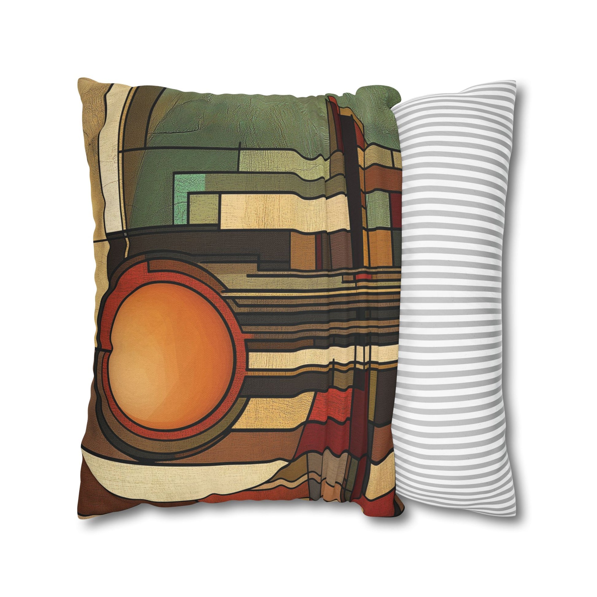 Art Deco Pillowcase, Frank Lloyd Wright Prairie Style, Usonian Nature Designer Mission Style, Perfect Gift for Home - Square Pillow, Home