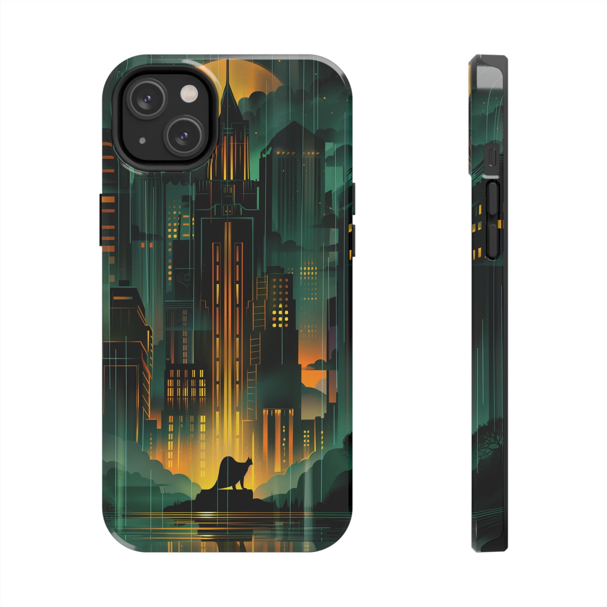 Nighttime Batman Phone Case - Gotham Art Deco Style - Noir Inspired Phone Cover - Dark Knight Accessory