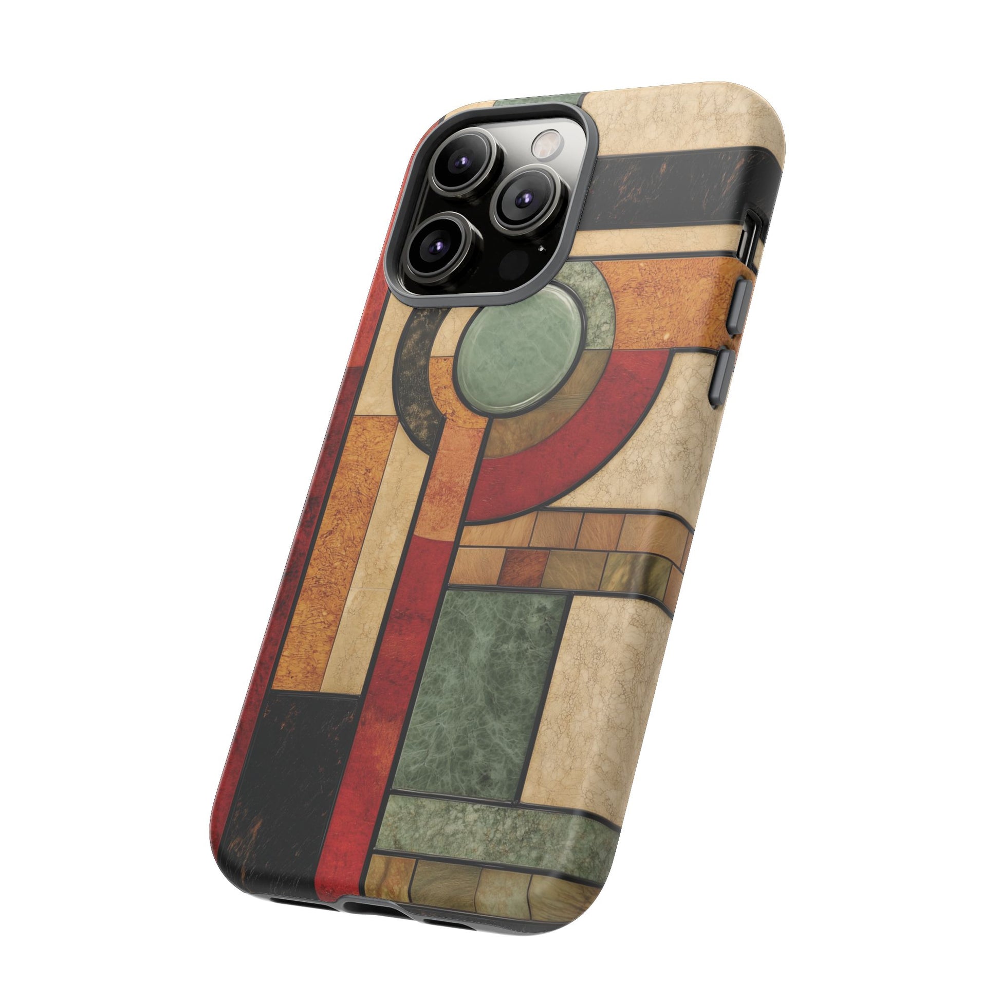 Stone Prairie Frank Lloyd Wright Usonian Phone Case Geometric Stained Glass Art Deco Marble Gold 13 14 15 16 iPhone Pro Max Galaxy Pixel