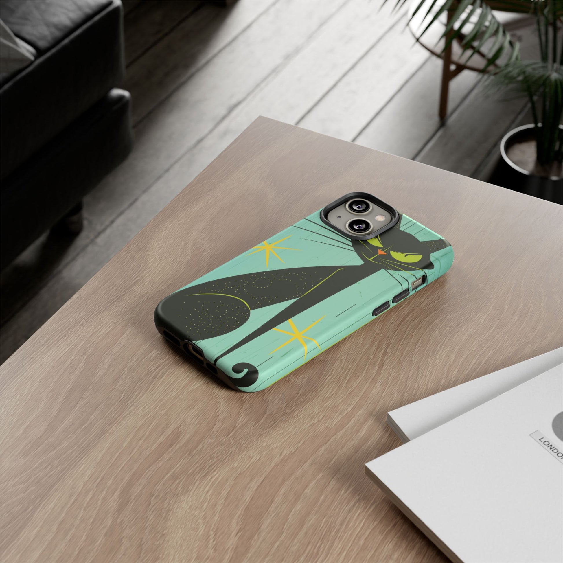 Mid-Century Modern Phone Case, Mid Mod Android Case, Atomic Cats Android Case, Retro Chic Smartphone Cover, Unique Artistic Phone Accessory