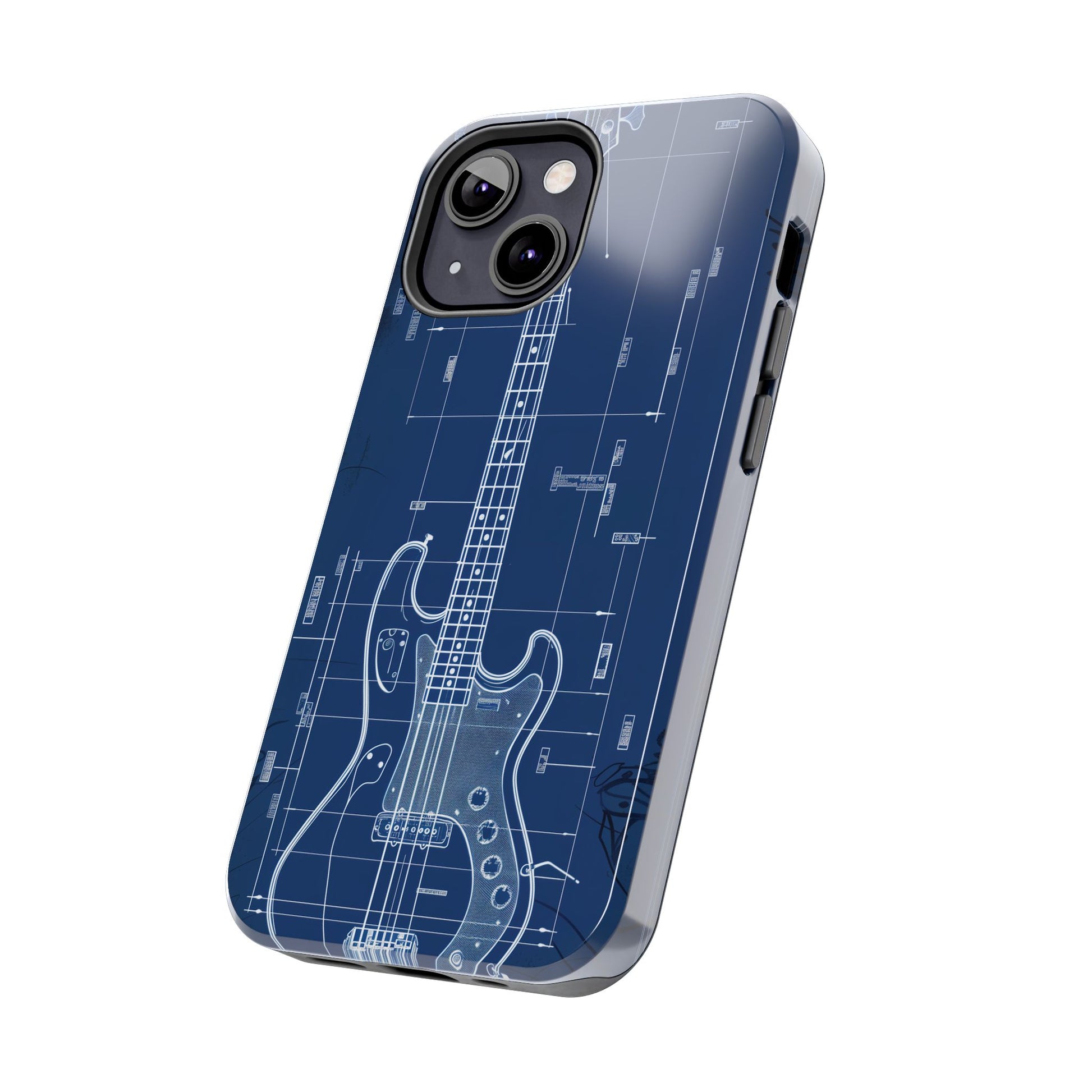 Guitar Phone Case Blueprint Schematic Vintage Custom Design Fender Gibson Rickenbacker Custom Rock Music Phone Accessories Musician Gift