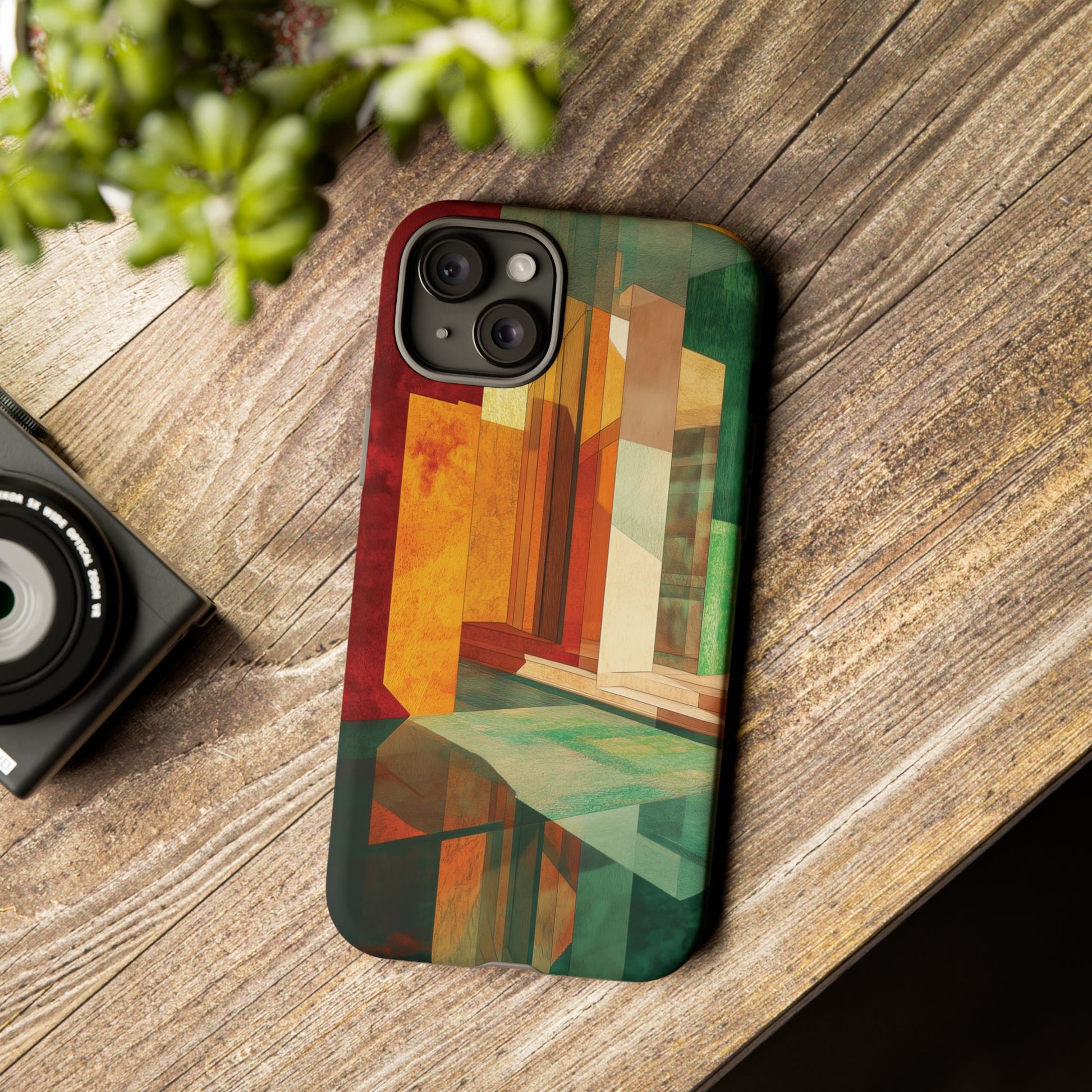 Art Deco Frank Lloyd Wright Inspired Usonian Phone Case Geometric Stained Glass Art Deco Marble Gold 13 14 15 16 iPhone Pro Max Galaxy Pixel
