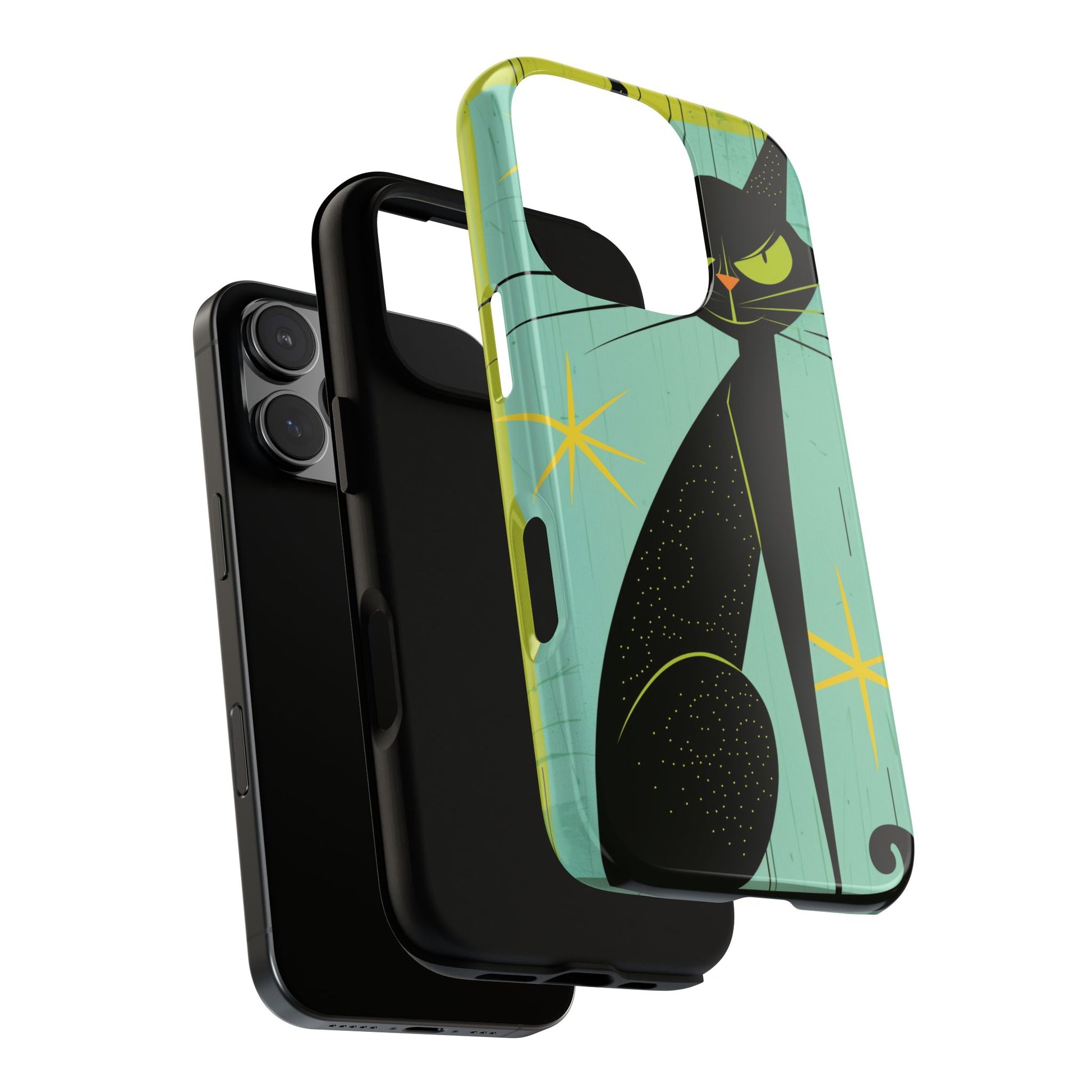 Mid-Century Modern Phone Case, Mid Mod Android Case, Atomic Cats Android Case, Retro Chic Smartphone Cover, Unique Artistic Phone Accessory