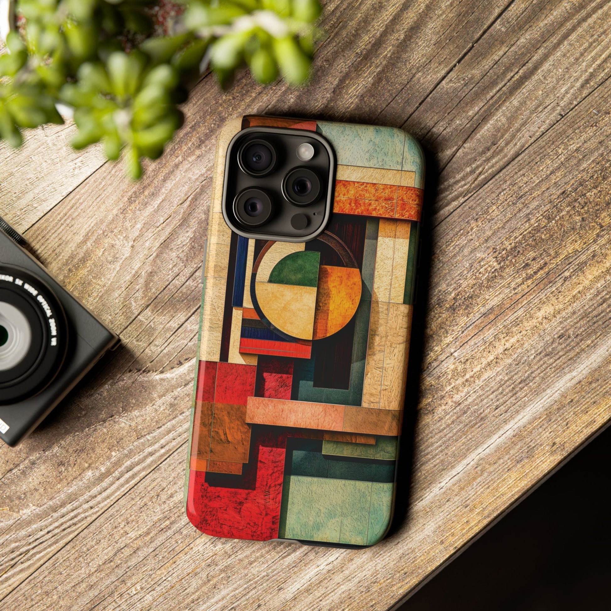Tan Prairie Style Frank Lloyd Wright Usonian Phone Case Geometric Stained Glass Art Deco Marble Gold 13 14 15 16 iPhone Pro Max Galaxy Pixel