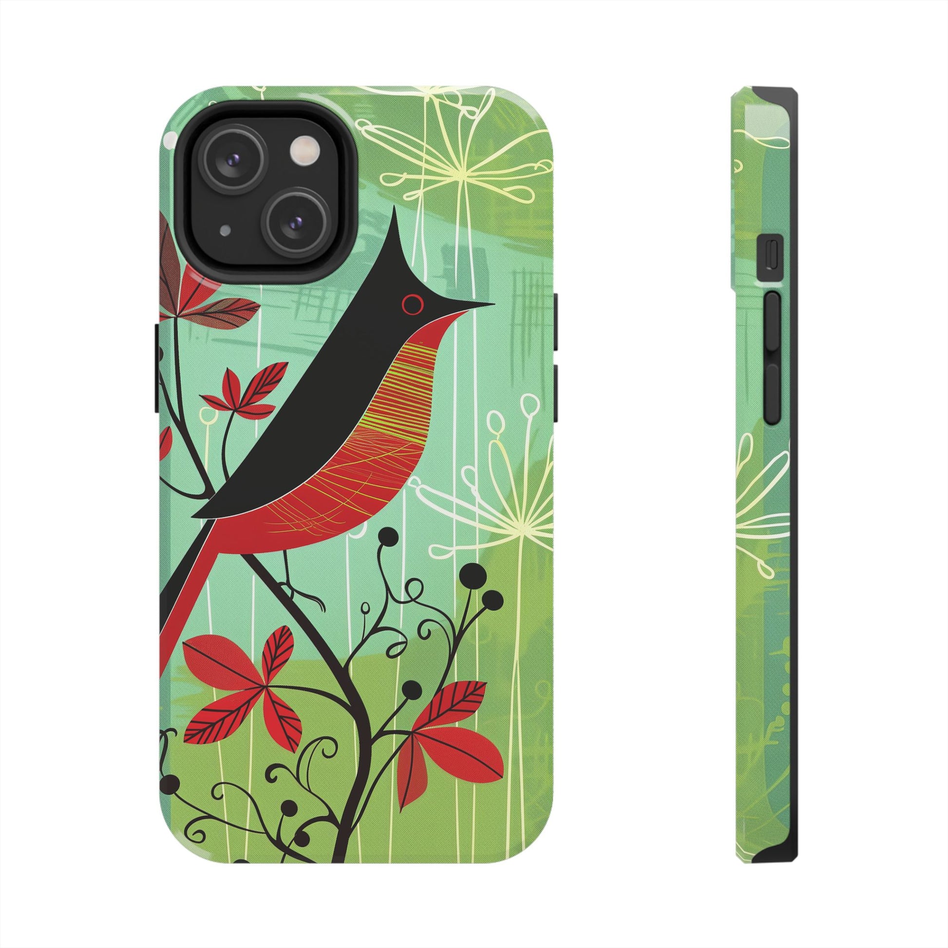 Mid Century Modern Animal Phone Case, Atomic Birds, Bird Iphone Case,Earth Tone Colors, Retro Style Smartphone Cover, iphone 14 Case, Apple