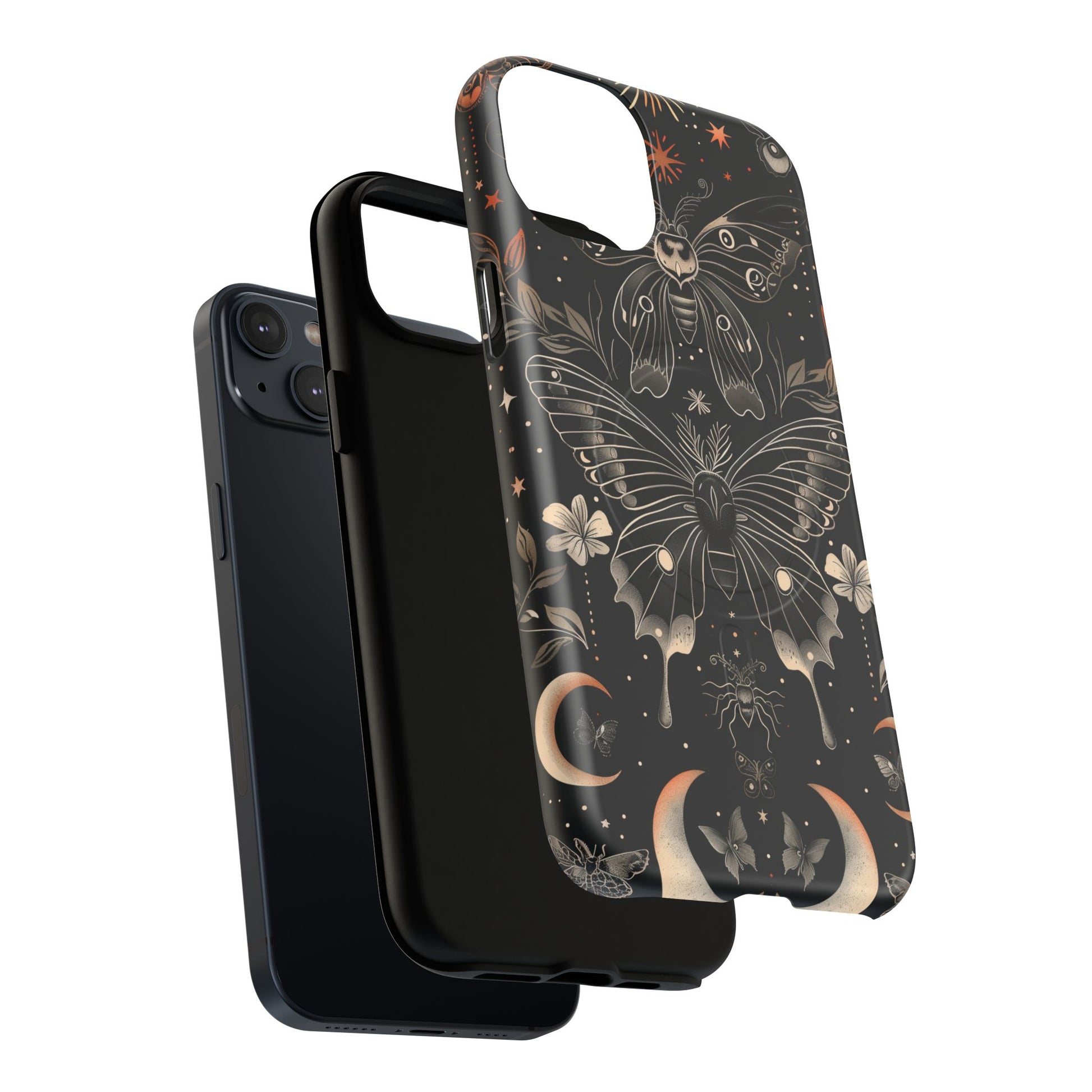 Celestial Dark Academia Phone Case Magical Moth Vintage Witchcraft Cover Esoteric Nature Art iPhone 14 15 Pro Max