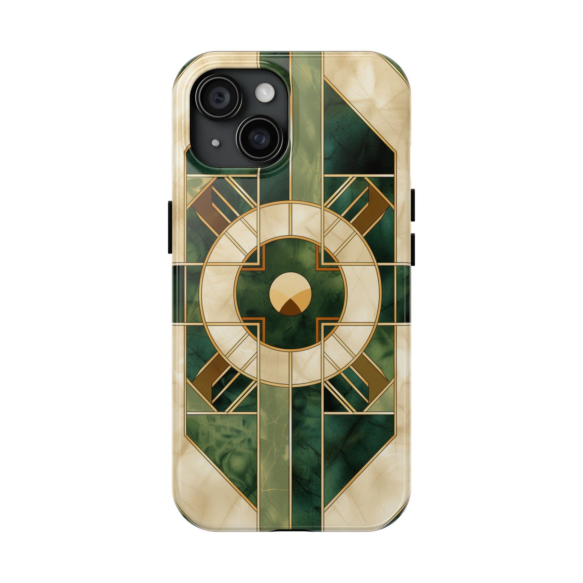 Green Frank Lloyd Wright Inspired Phone Case - Geometric Elegance for iPhone Models