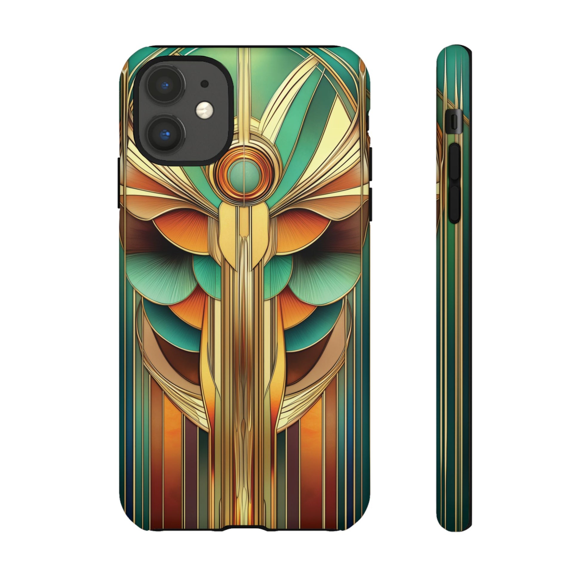 Art Deco Mermaid Frank Lloyd Wright Inspired Phone Case Geometric Stained Glass Art Deco Gold 13 14 15 16 iPhone Pro Max Galaxy Pixel