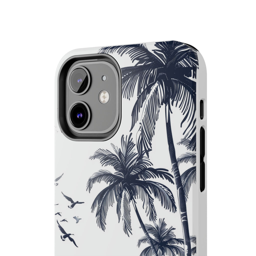 Durable Beach Escape: Hand-Drawn Beach Scene Tough iPhone Case