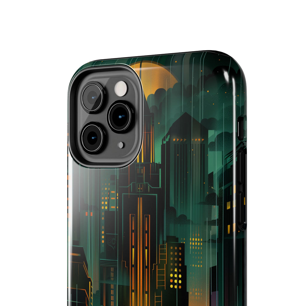 Nighttime Batman Phone Case - Gotham Art Deco Style - Noir Inspired Phone Cover - Dark Knight Accessory
