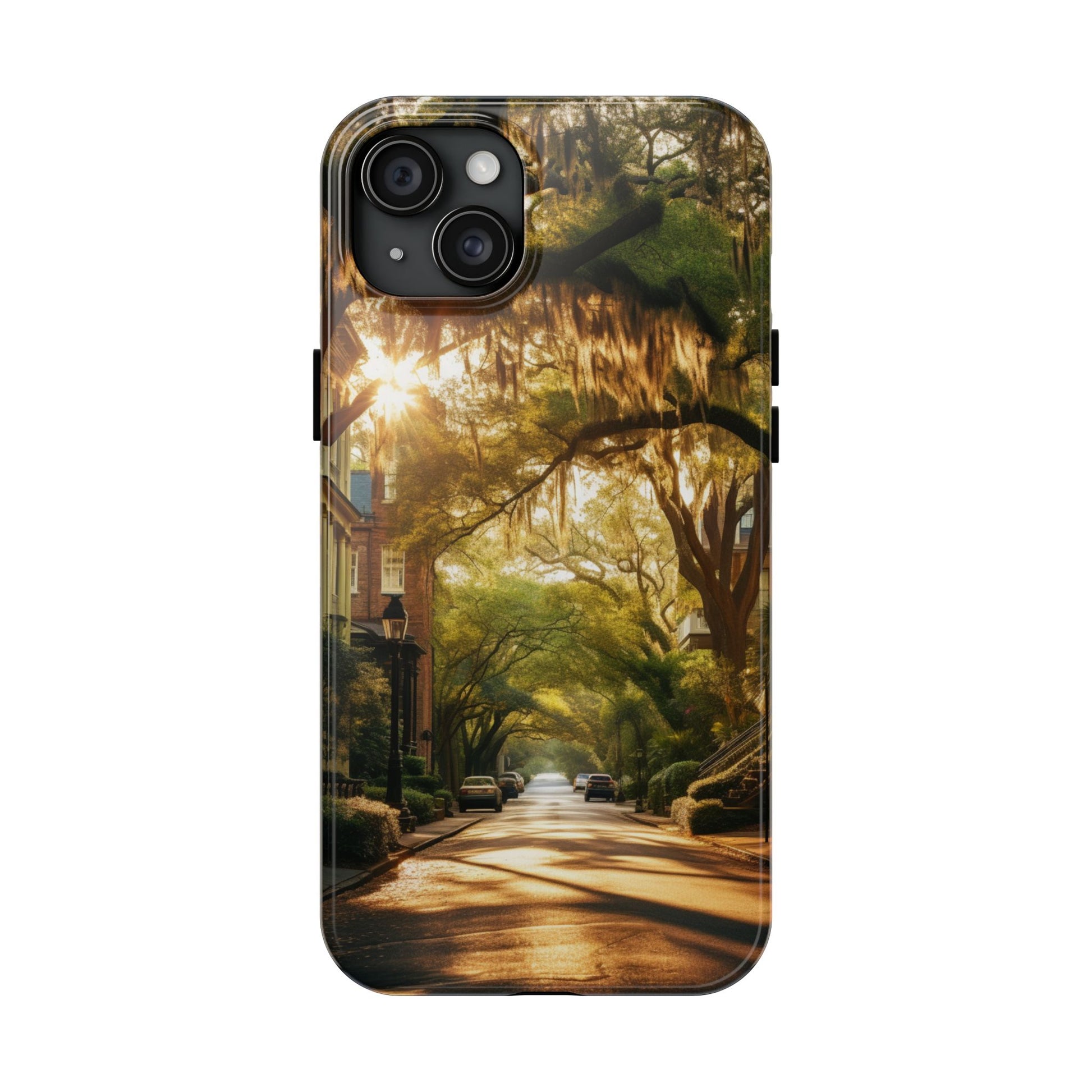 Historic Savannah Georgia Street Scene Phone Case - Unique Protective Cover for iPhone Models, Perfect Souvenir or Gift