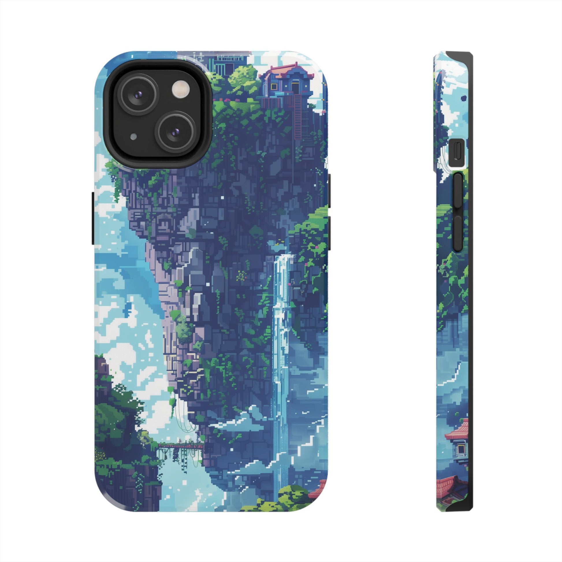 Pixel Art Video Game Landscapes Phone Case, Retro Gaming Pixelated Design, Geeky Gamer Phone Cover, Unique Video Game Art Accessories