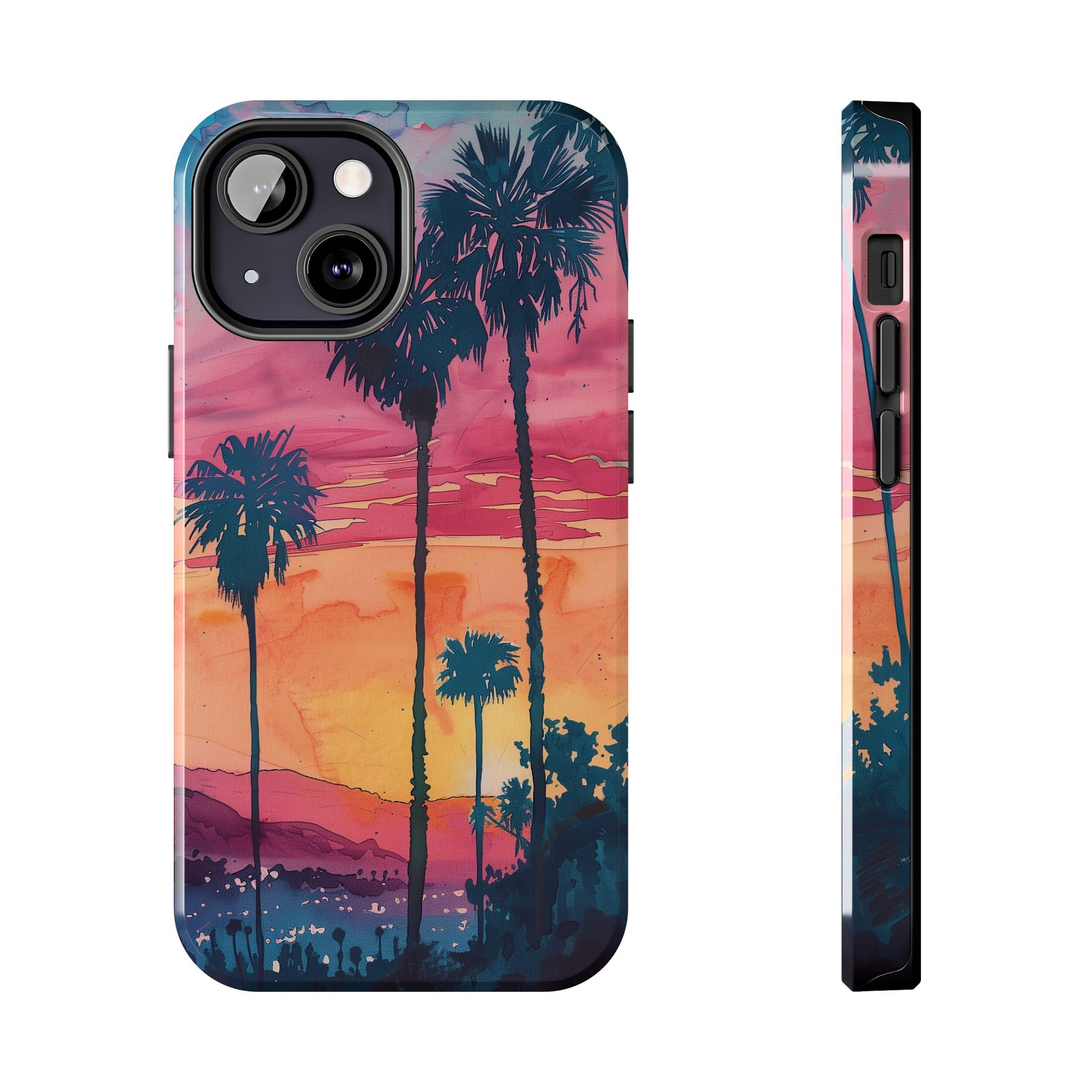 Los Angeles Sunset iPhone Case, Golden Hour Scenic View, Hollywood Hills Sunset Phone Case, Palm Trees Phone Case, iphone 15 pro max case