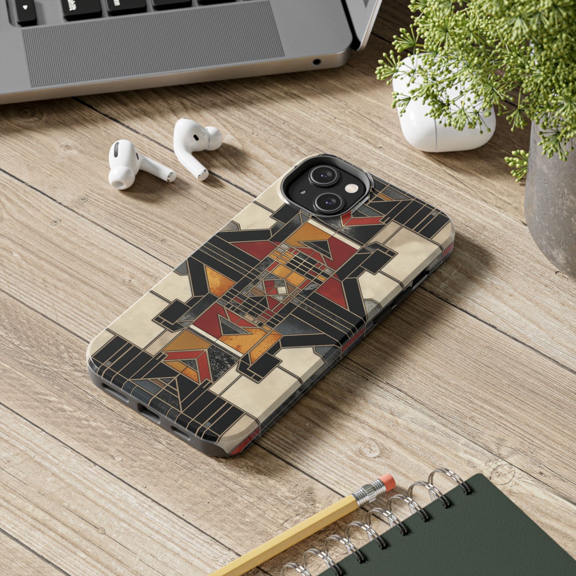 Frank Lloyd Wright Inspired Stained Glass Phone Case - Geometric Elegance for iPhone Models