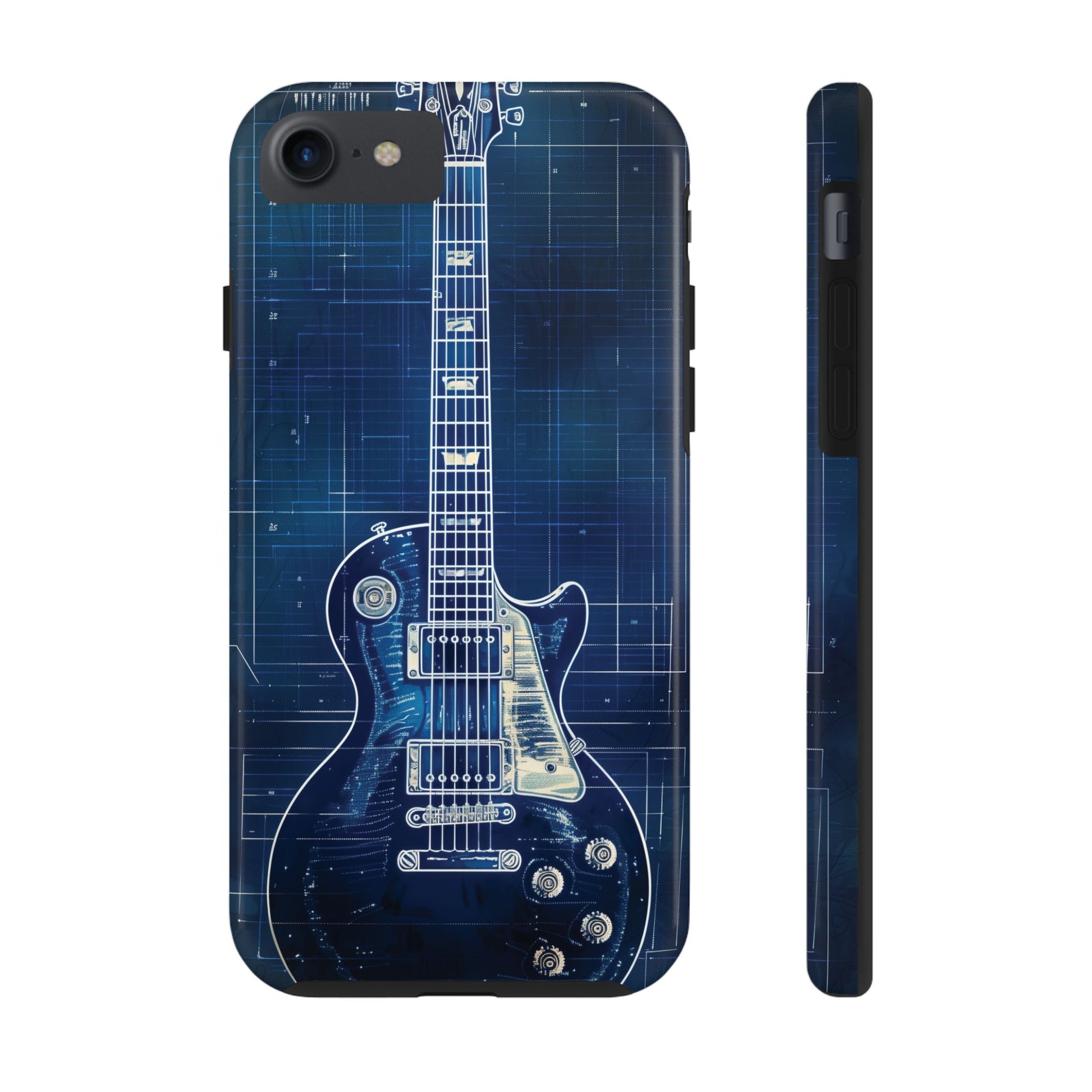 Guitar Phone Case, Guitar Blueprint iPhone Cover, Vintage Guitar Design, Custom iPhone Covers, Rock Music Phone Accessories, Musician Gift