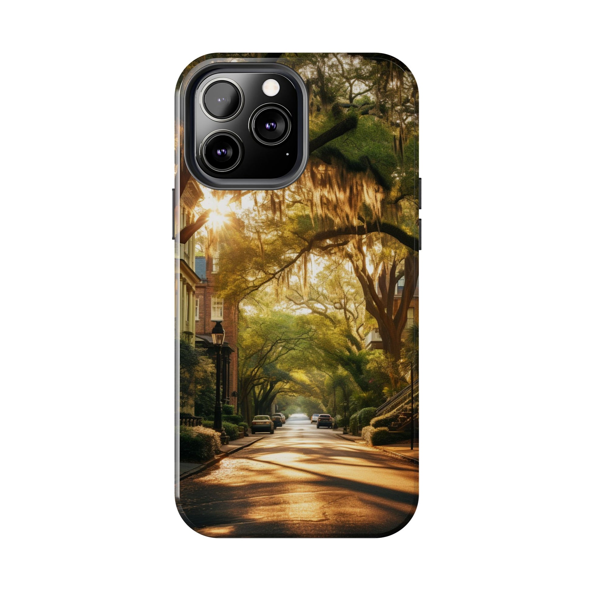 Historic Savannah Georgia Street Scene Phone Case - Unique Protective Cover for iPhone Models, Perfect Souvenir or Gift