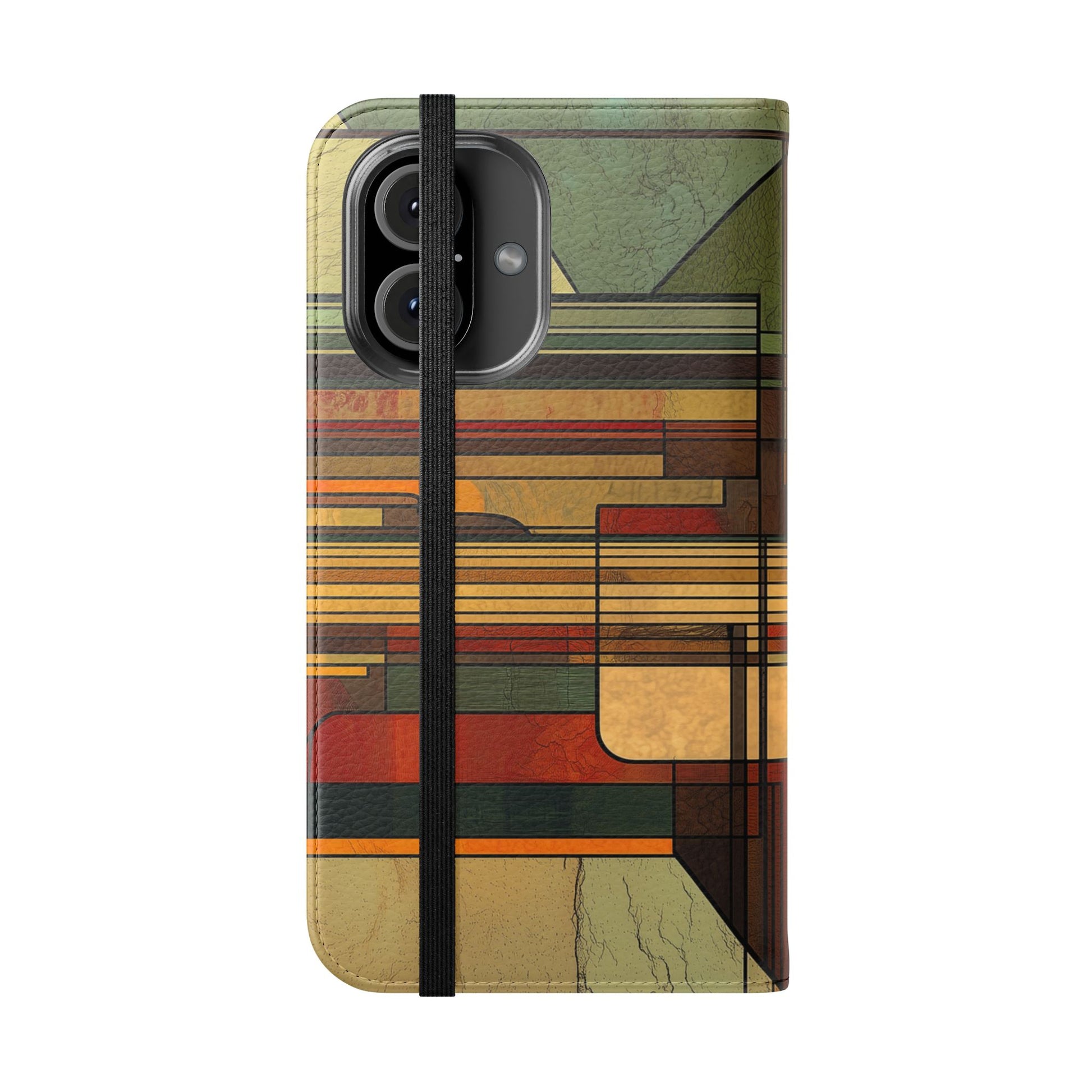 Art Deco Flip Case Prairie Style Stained Glass Inspired by Frank Lloyd Wright, Phone Covers, Colorful Protective Accessories, Unique