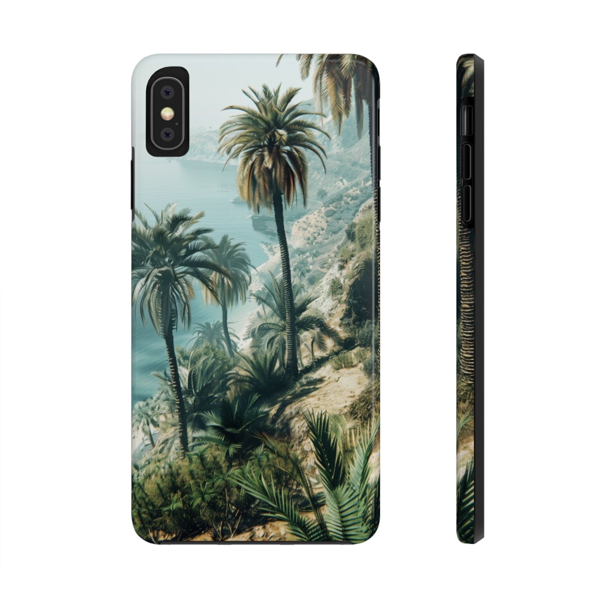 Coastal Breeze: Durable iPhone Case with Ocean View and Palm Trees