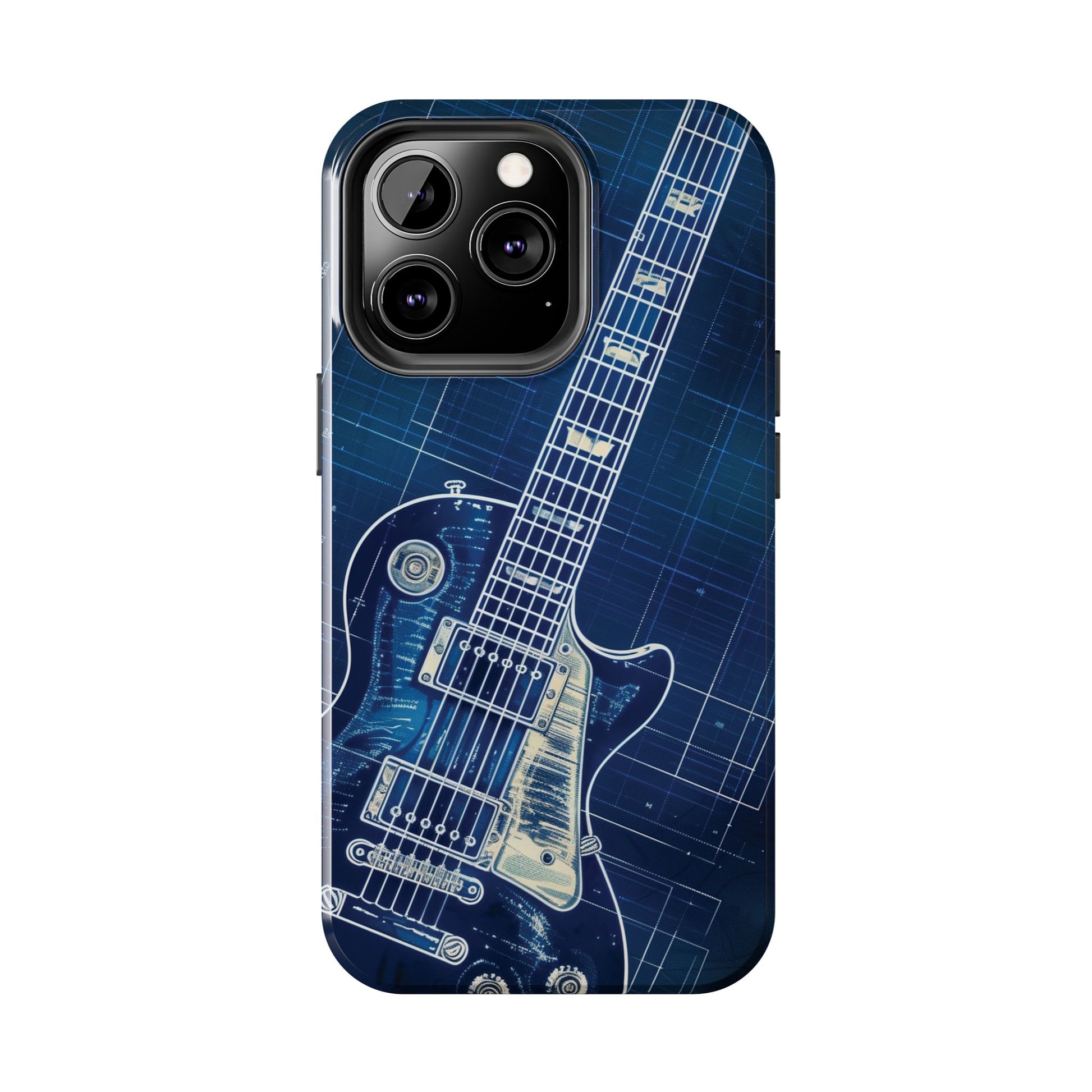 Guitar Phone Case, Guitar Blueprint iPhone Cover, Vintage Guitar Design, Custom iPhone Covers, Rock Music Phone Accessories, Musician Gift