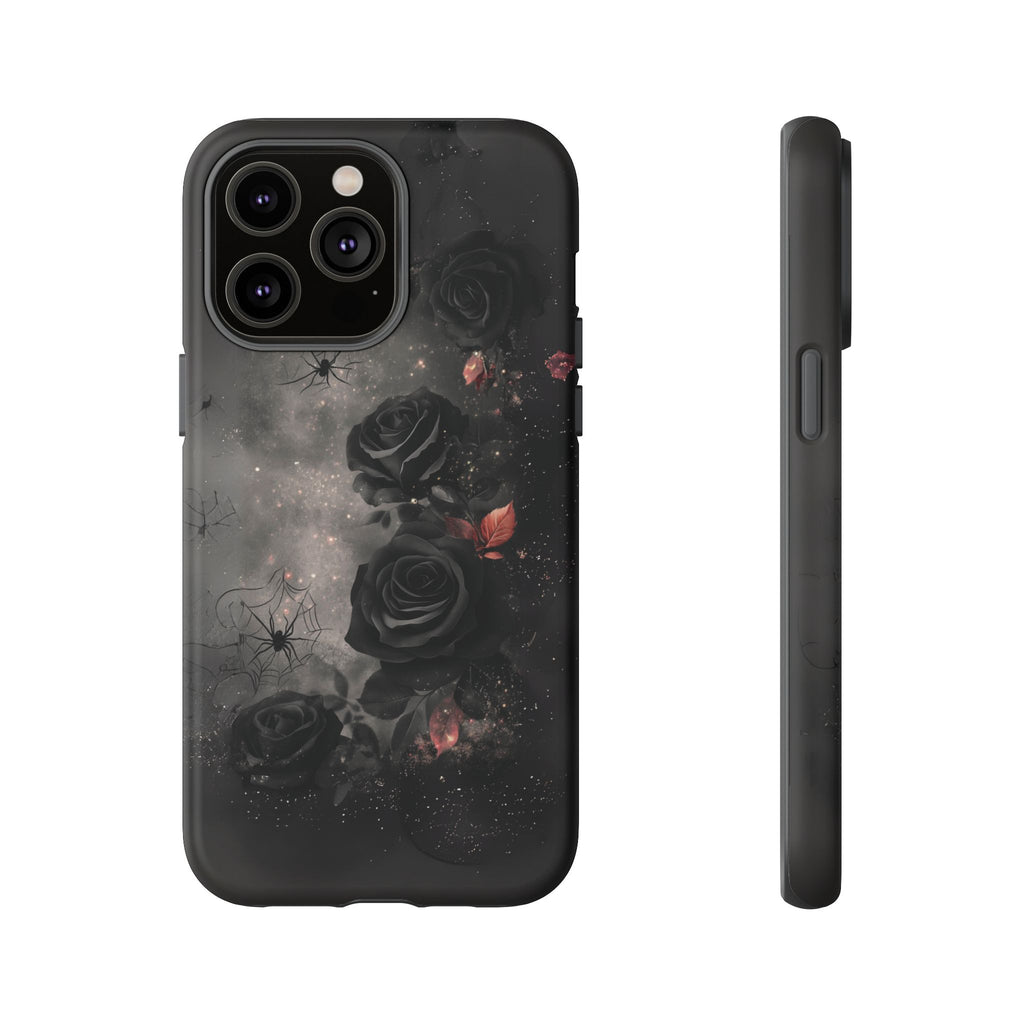 Gothic Floral Phone Case Dark Academia Black Roses Spider Webs Space Witchcraft Night Sky iPhone 13 14 15 16 Pro Max Galaxy Pixel