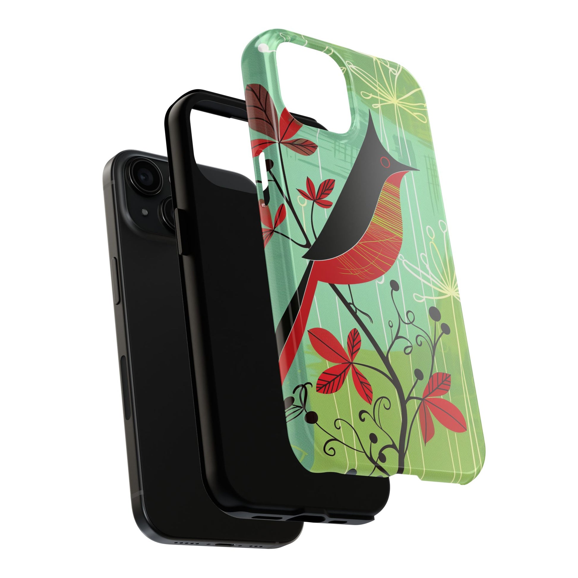 Mid Century Modern Animal Phone Case, Atomic Birds, Bird Iphone Case,Earth Tone Colors, Retro Style Smartphone Cover, iphone 14 Case, Apple