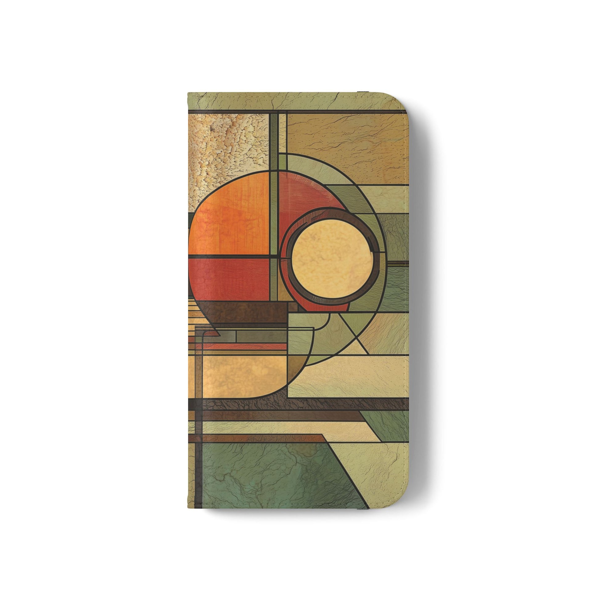 Art Deco Flip Case Prairie Style Stained Glass Inspired by Frank Lloyd Wright, Phone Covers, Colorful Protective Accessories, Unique