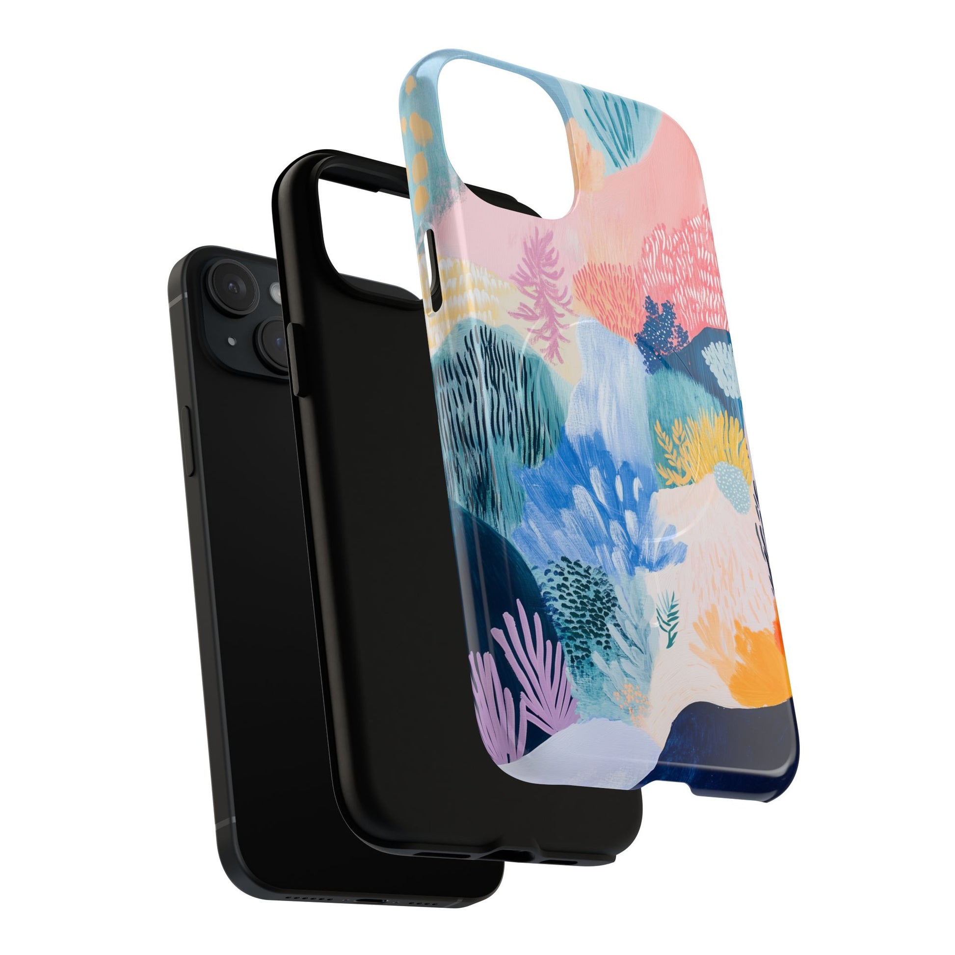 Cottagecore Coral Reef Pastel Abstract Art Magsafe Field Landscape  Floral Nature Hand Painted Artistic iPhone 14 15 16 Pro Max Plus