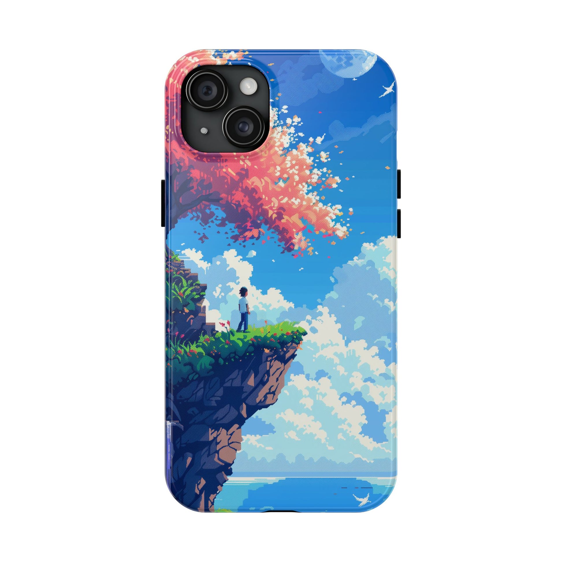 Pixel Art Video Game Landscapes Phone Case, Retro Gaming Pixelated Design, Geeky Gamer Phone Cover, Unique Video Game Art Accessories