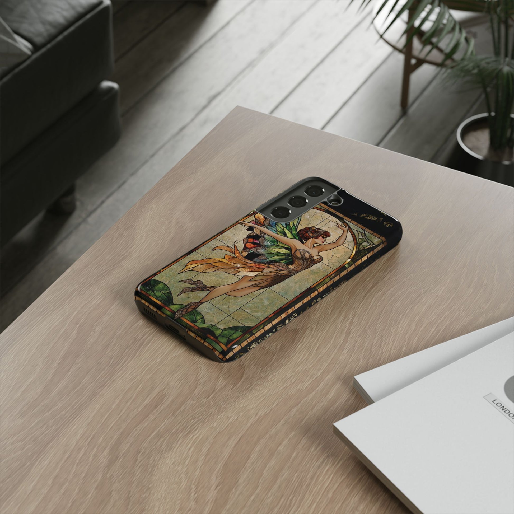 Fairy Phone Case Art Deco Woman Phone Case 1920s Art Nouveau Design in Stained Glass Alphonse Mucha Style Gatsby Style Poster