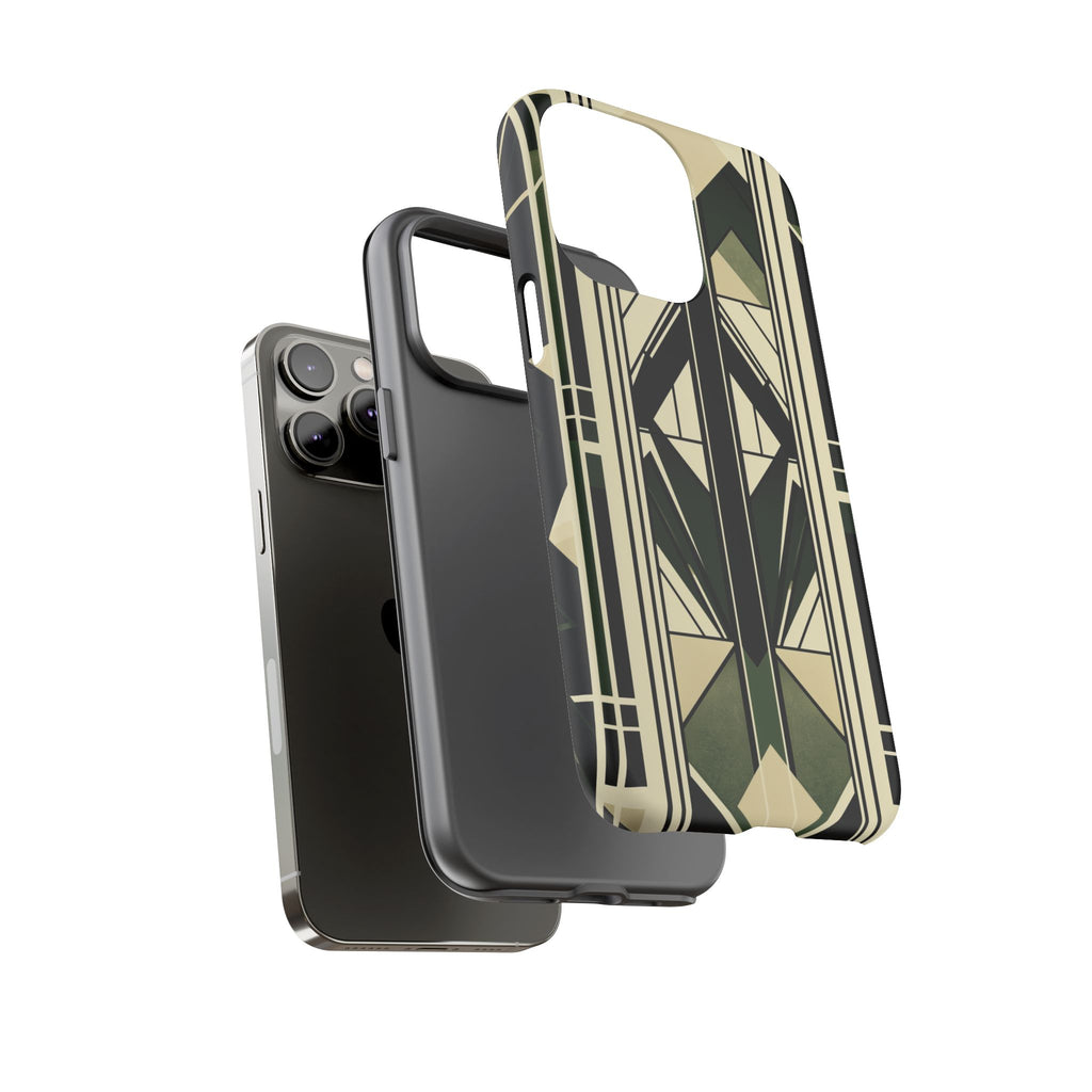 Dark Green Frank Lloyd Wright Inspired Phone Case Geometric Stained Glass Art Deco Marble Gold 13 14 15 16 iPhone Pro Max Galaxy Pixel