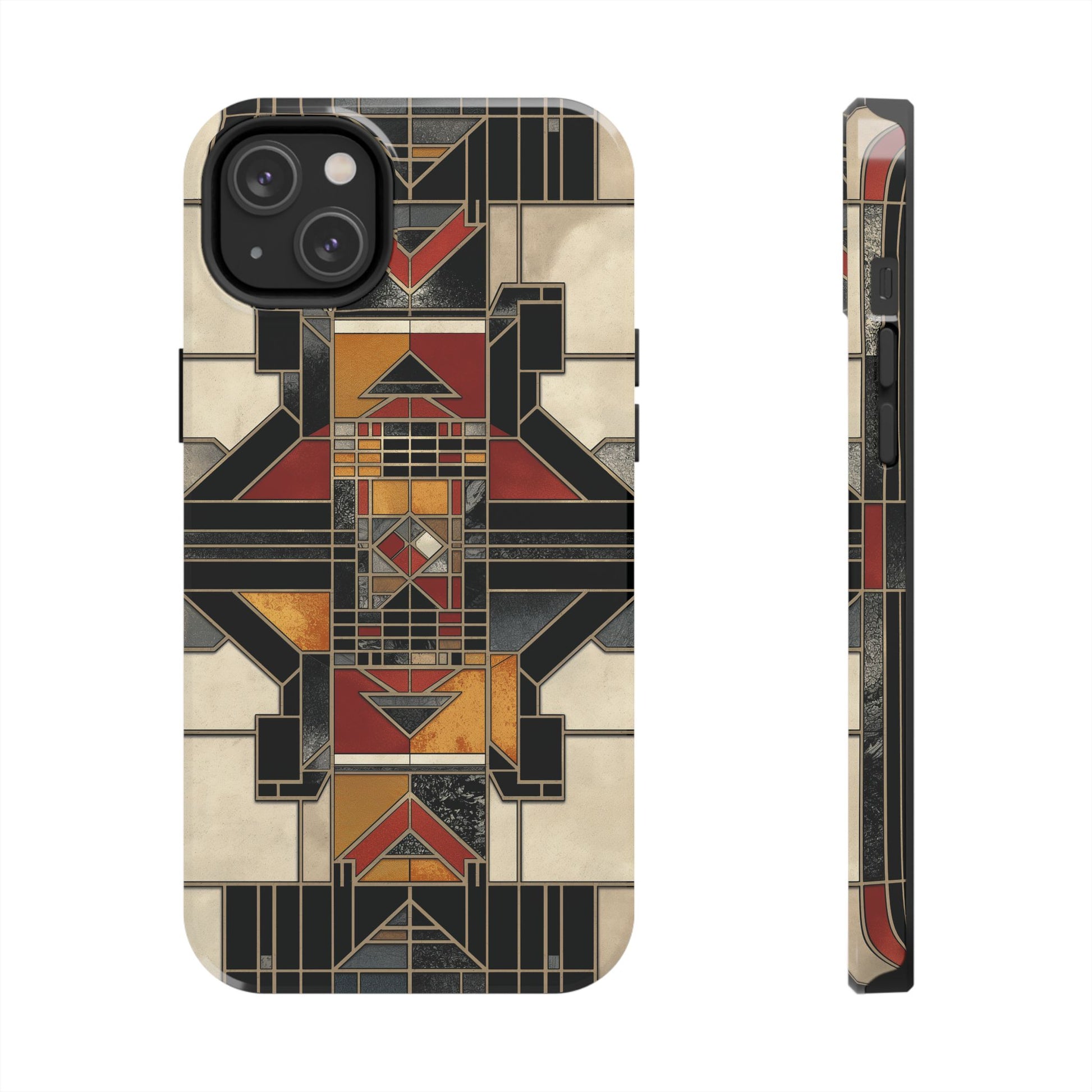 Frank Lloyd Wright Inspired Stained Glass Phone Case - Geometric Elegance for iPhone Models