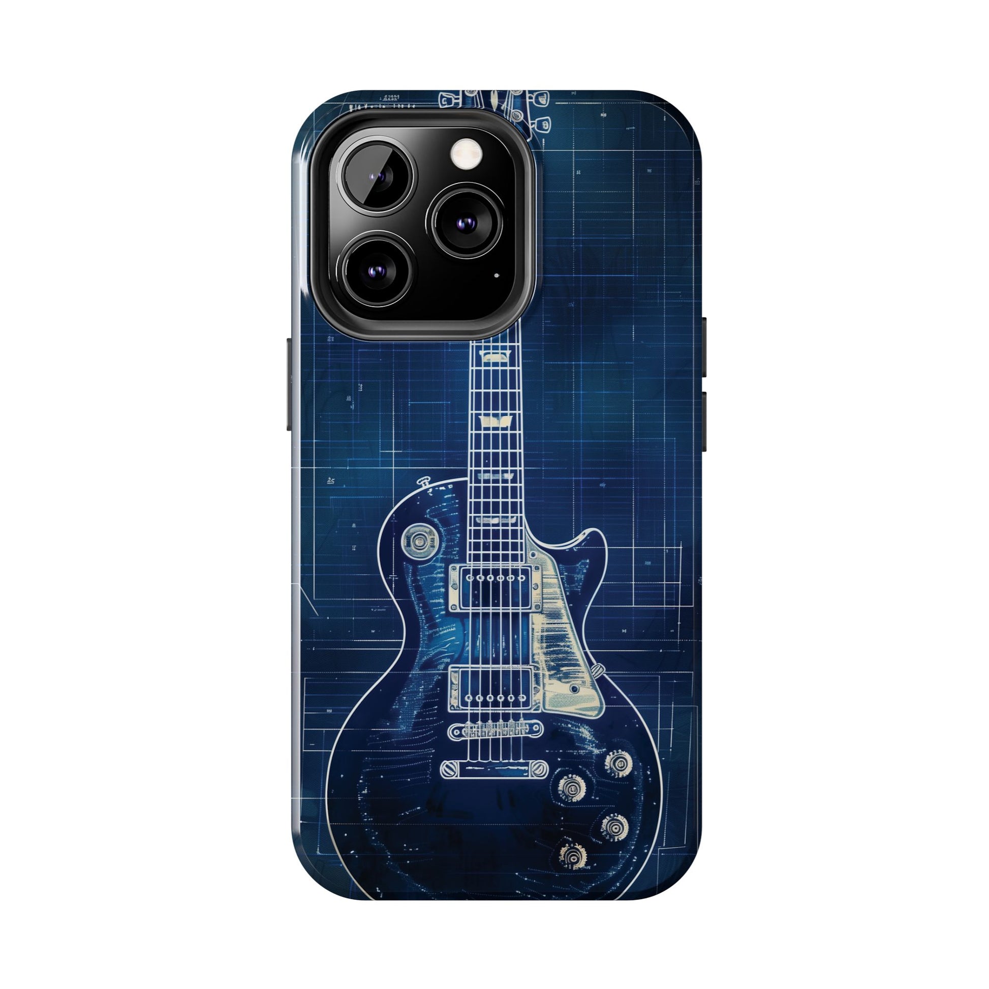 Guitar Phone Case, Guitar Blueprint iPhone Cover, Vintage Guitar Design, Custom iPhone Covers, Rock Music Phone Accessories, Musician Gift