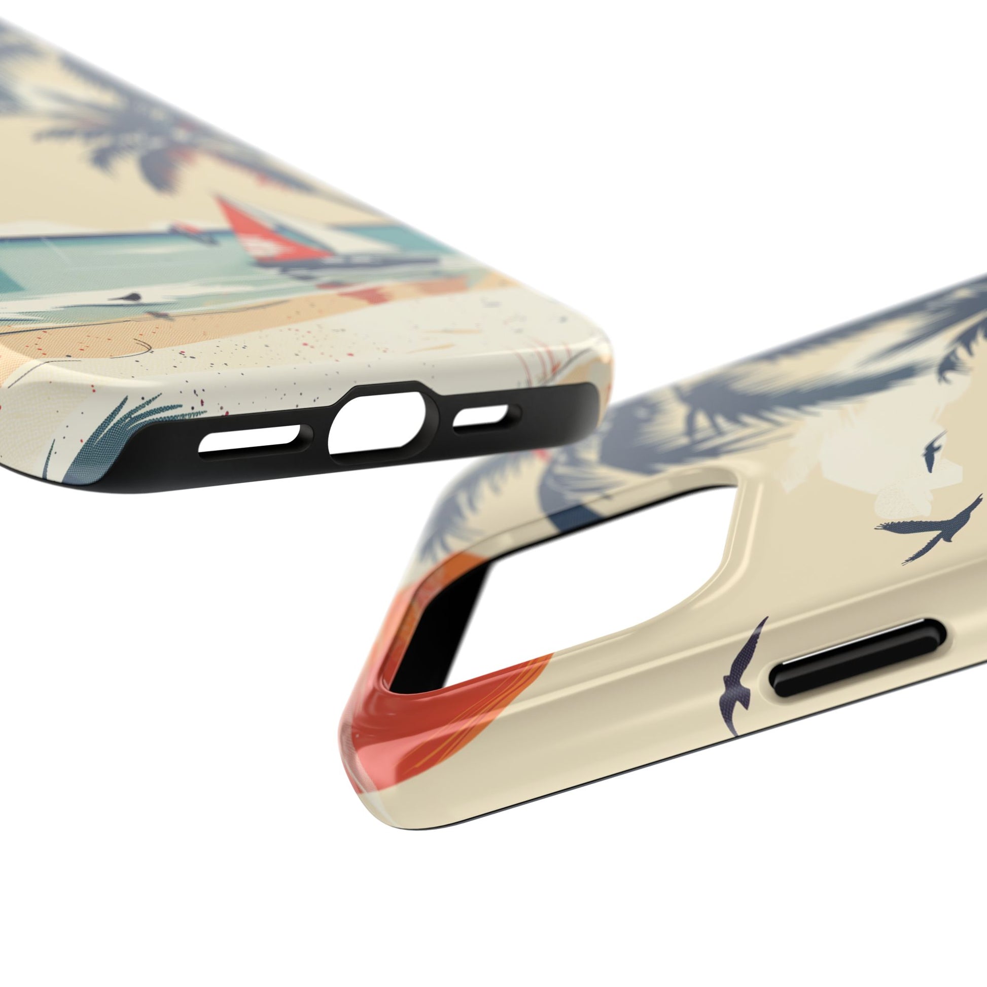Retro Beach Scene Phone Case, Vintage Tropical Ocean iPhone Case, Summer Beach Phone Cover for iPhone, iphone 15 pro max