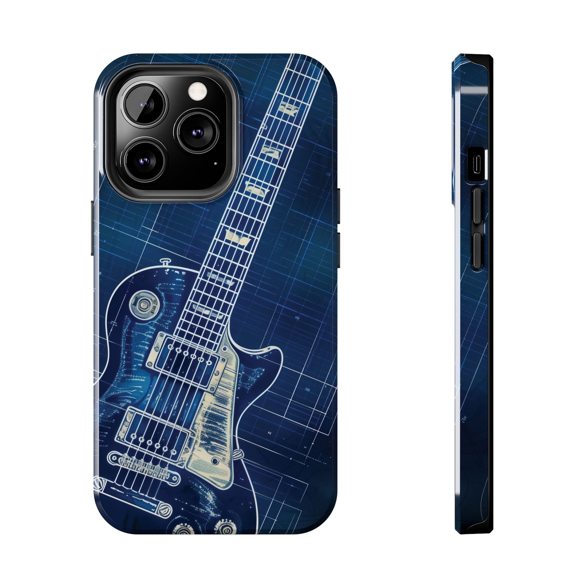 Guitar Phone Case, Guitar Blueprint iPhone Cover, Vintage Guitar Design, Custom iPhone Covers, Rock Music Phone Accessories, Musician Gift