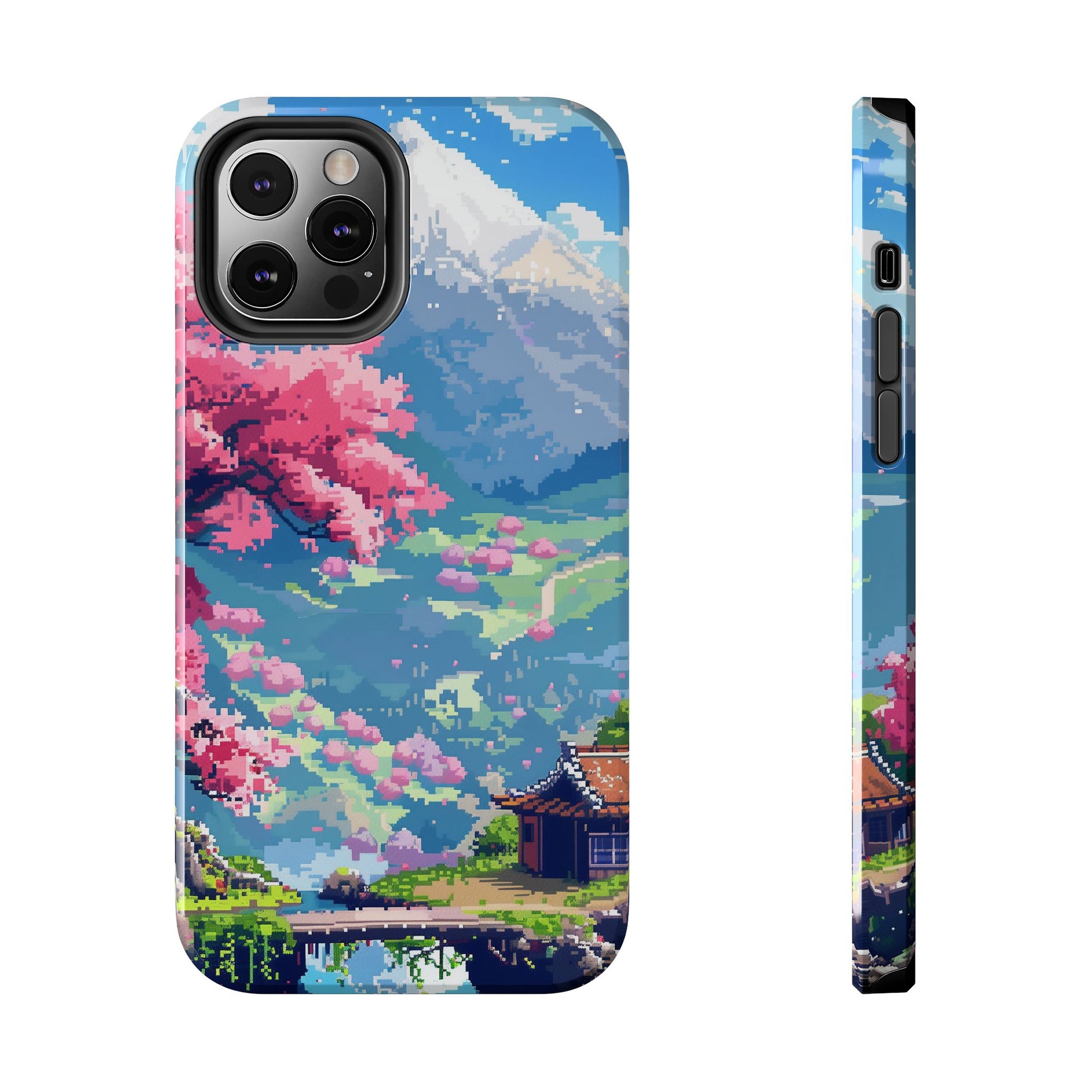 Pixel Art Video Game Landscapes Phone Case, Retro Gaming Pixelated Design, Geeky Gamer Phone Cover, Unique Video Game Art Accessories