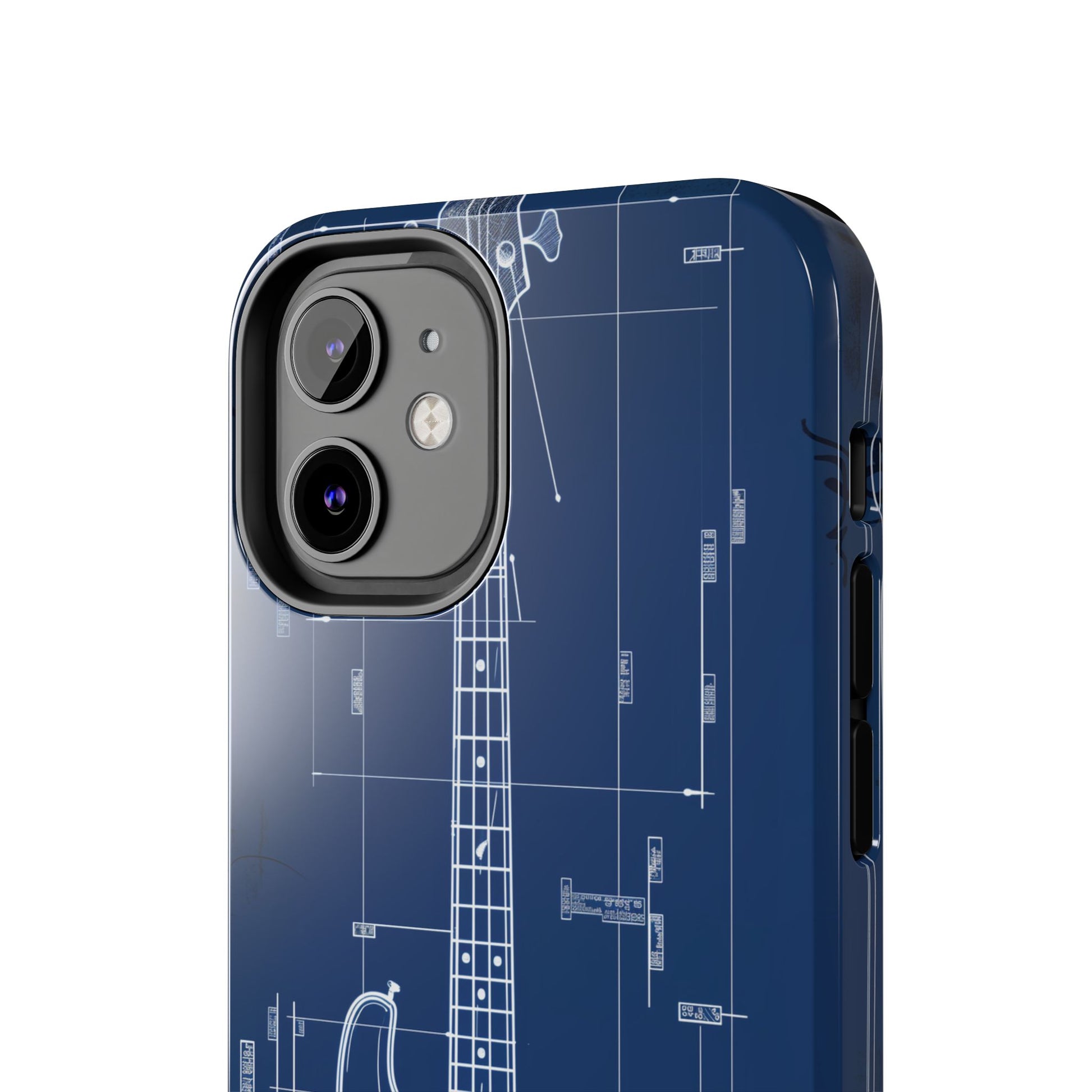 Guitar Phone Case Blueprint Schematic Vintage Custom Design Fender Gibson Rickenbacker Custom Rock Music Phone Accessories Musician Gift