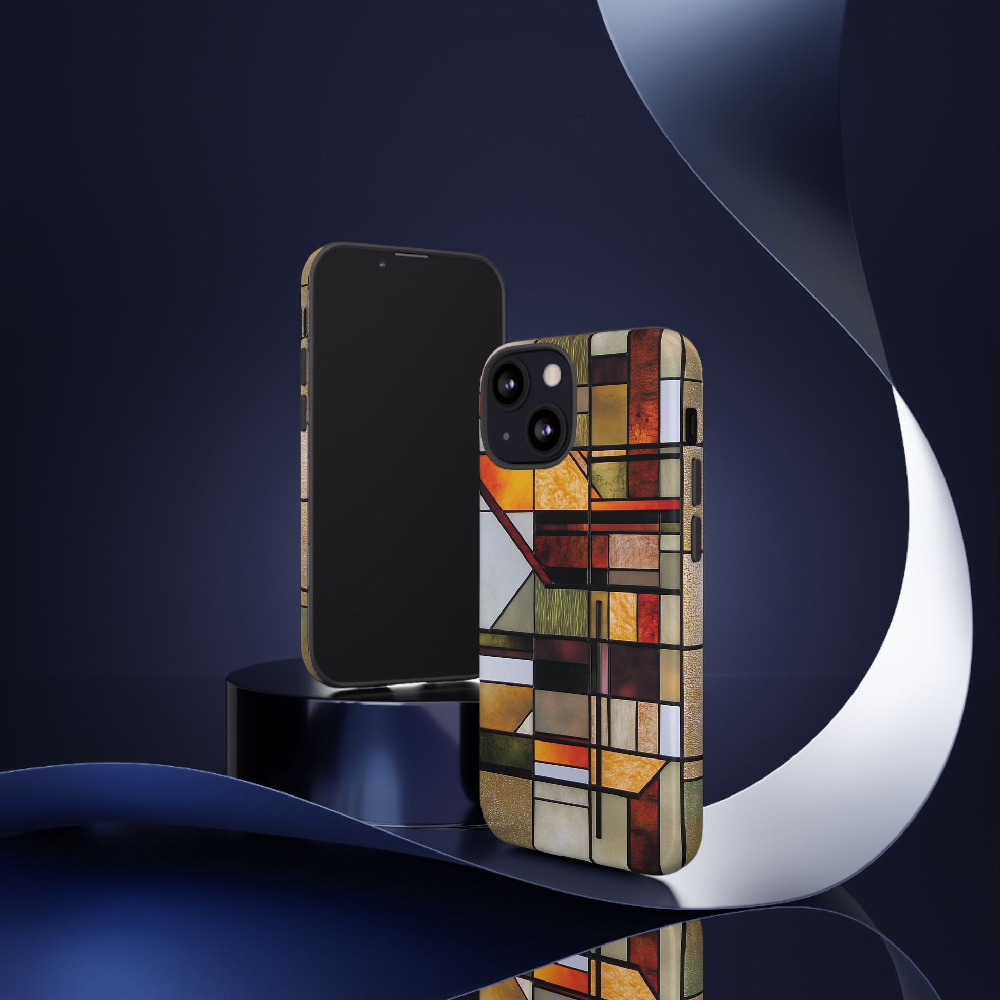 Stained Glass Phone Case Art Deco Frank Lloyd Wright Cottage Core Usonian Prairie Style Geometric Stylish  iPhone 14 15 16 Pro