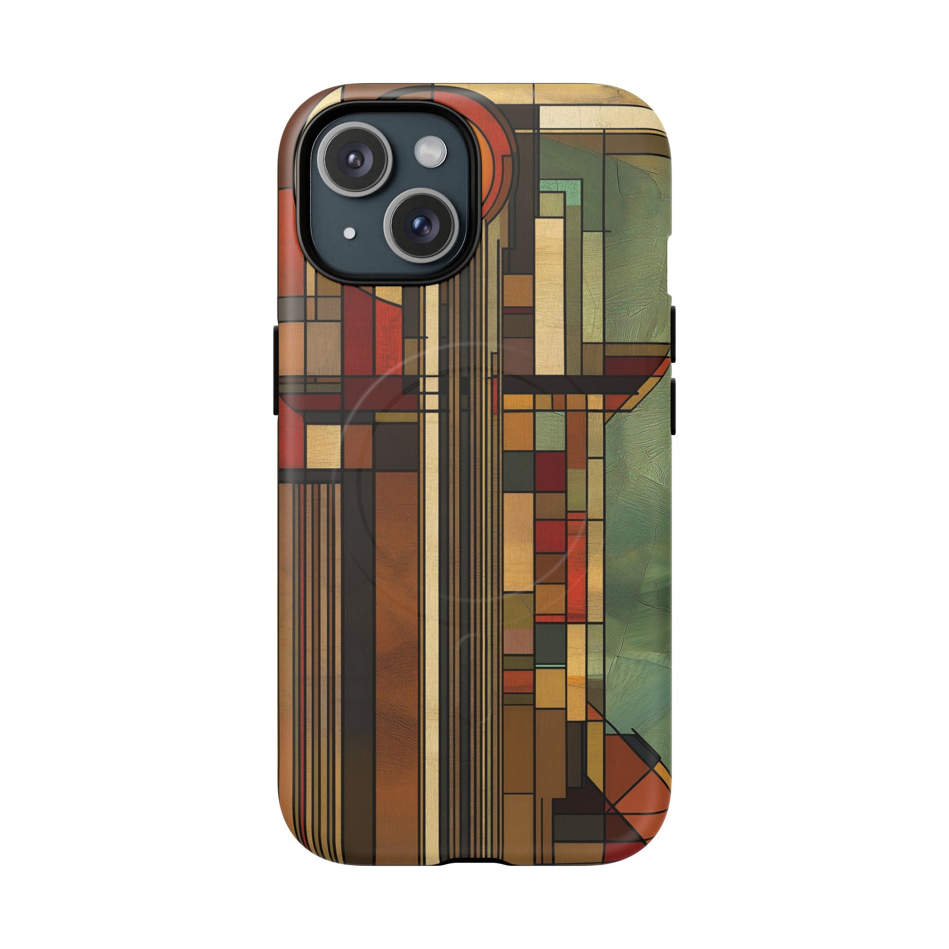 Magsafe Prairie Style Frank Lloyd Wright Usonian Phone Case Geometric Stained Glass Art Deco Marble 14 15 16 iPhone Pro Max