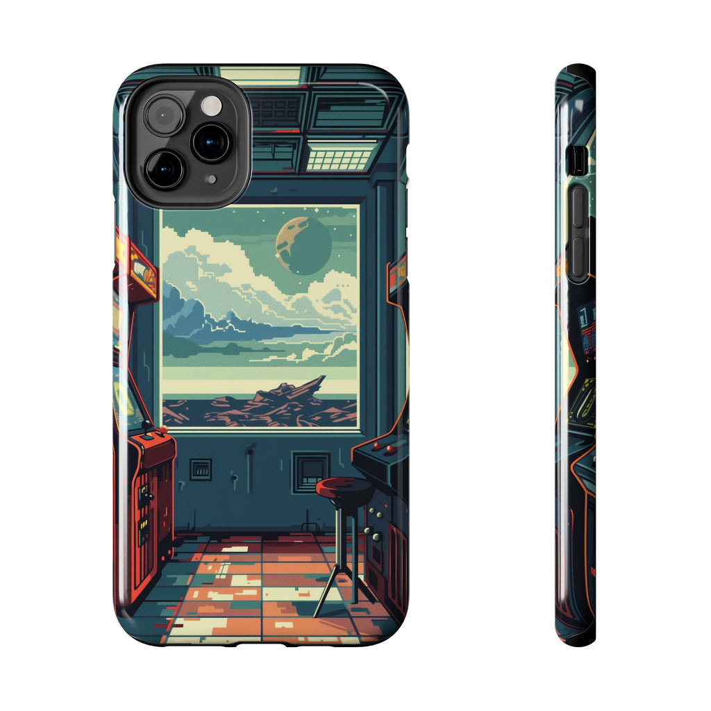 Durable iPhone Case with Outer Space Arcade Design - Protective Space Themed Cover - Fun and Sturdy Phone Accessory - Retro Gift